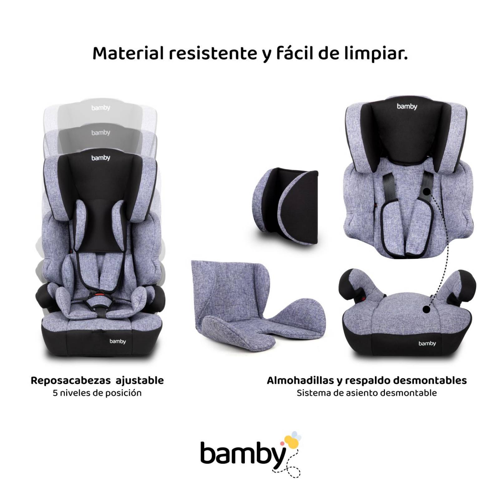 Autoasiento Para Carro Silla de Bebe Seguridad 9m A 11 Años Negro