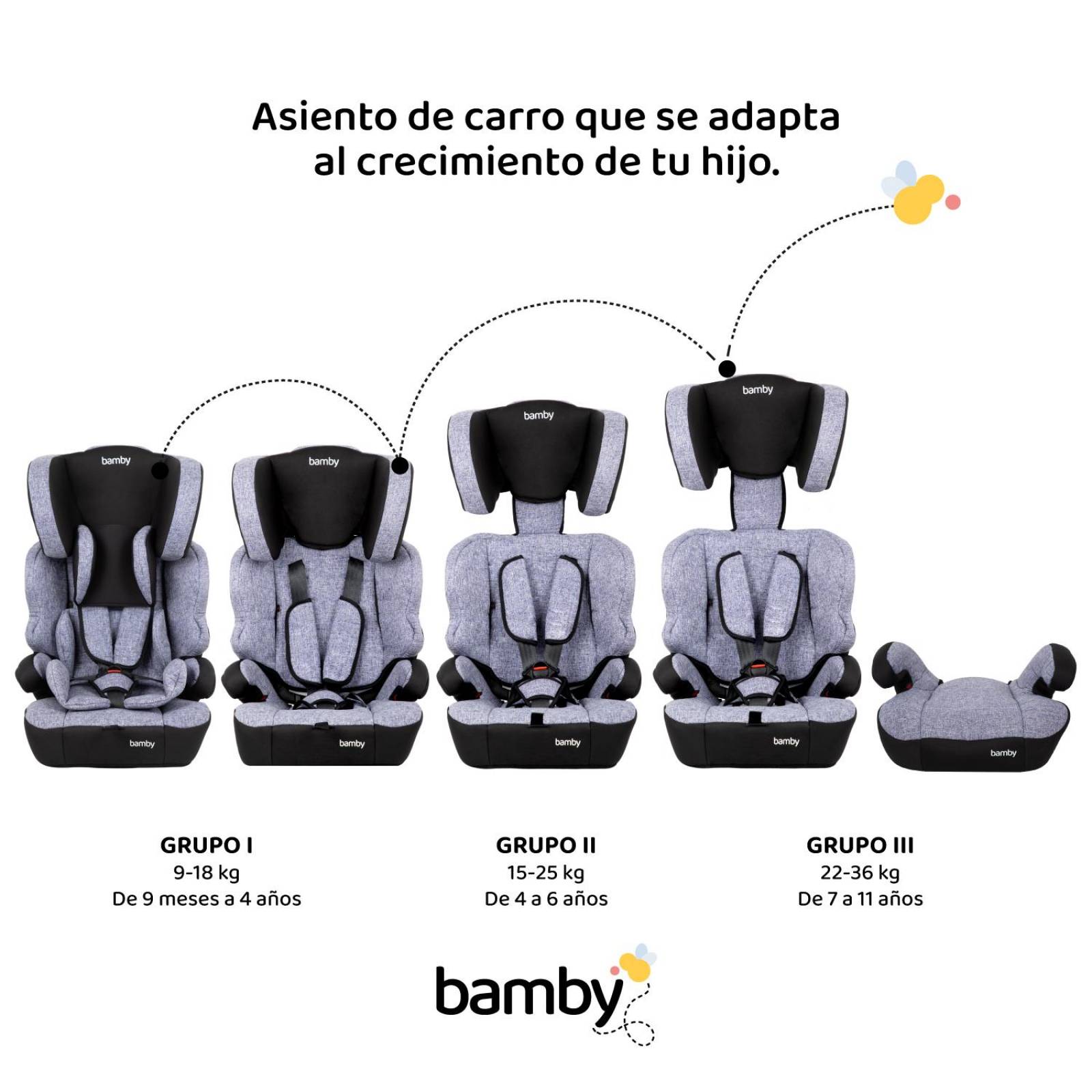 Autoasiento Para Carro Silla de Bebe Seguridad 9m A 11 Años Negro
