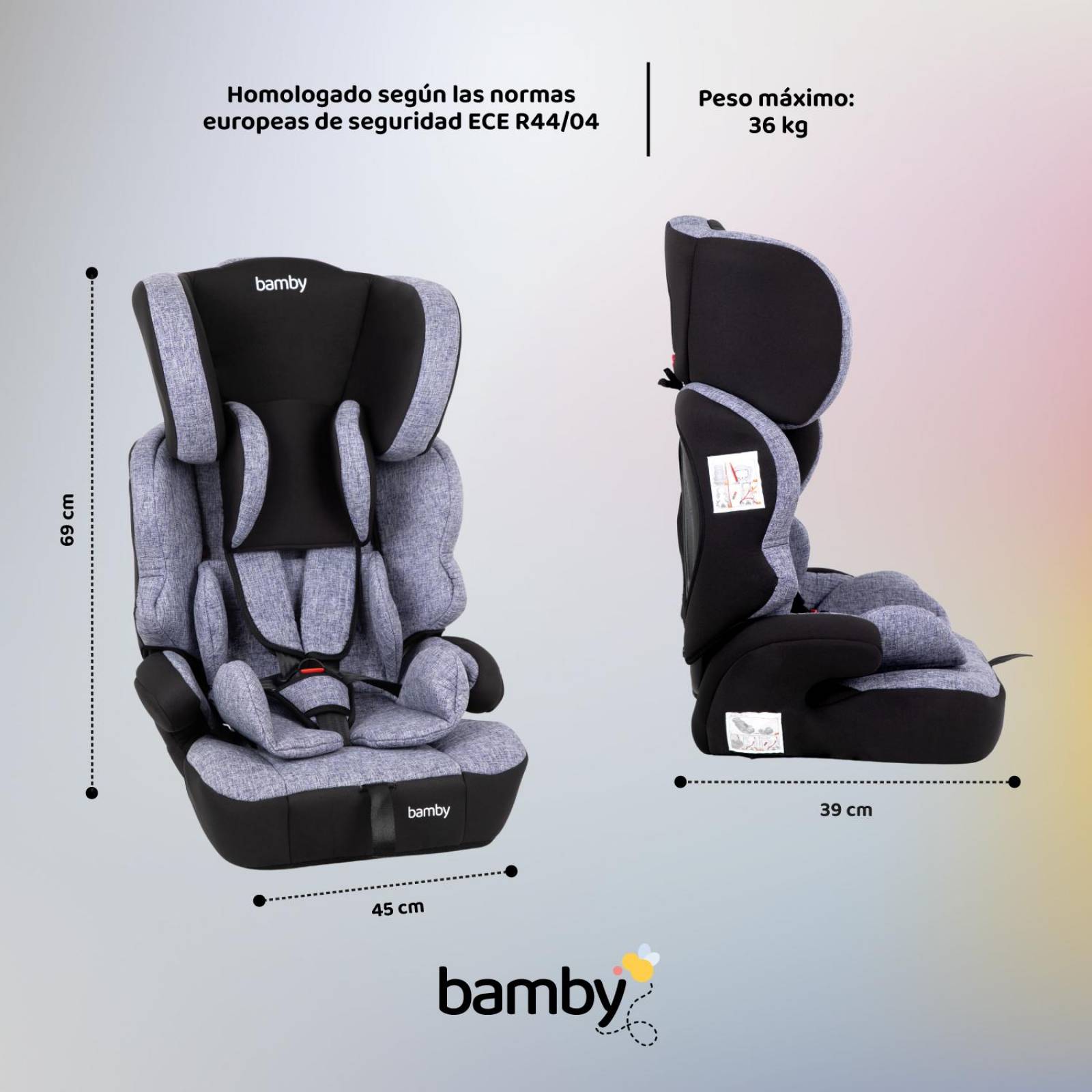 Autoasiento Para Carro Silla de Bebe Seguridad 9m A 11 Años Negro