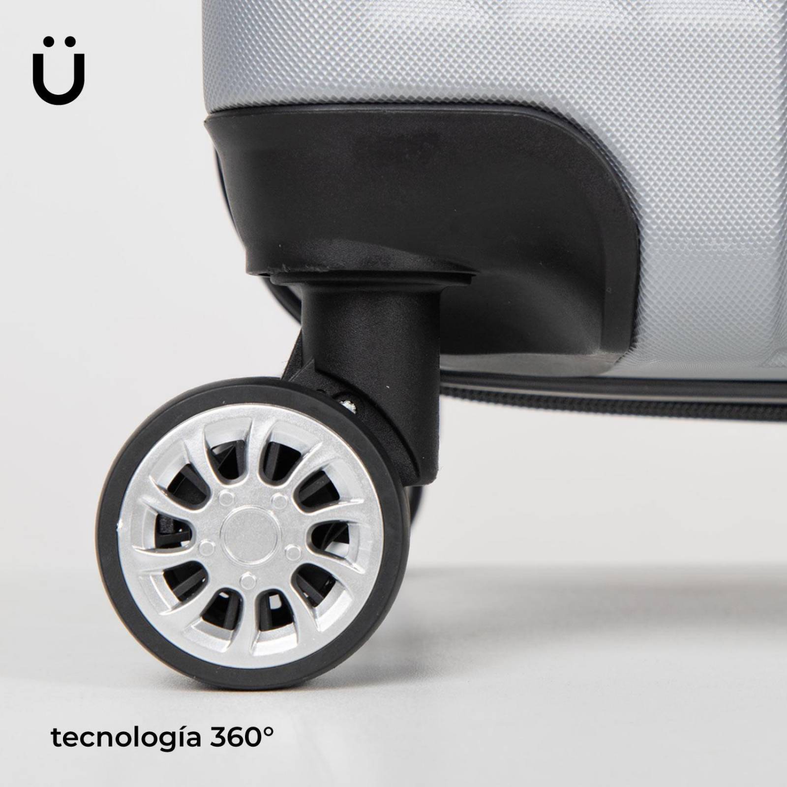 Maleta Mano Cabina 20in 10kg Ruedas 360 Candado Rigida Viaje Gris