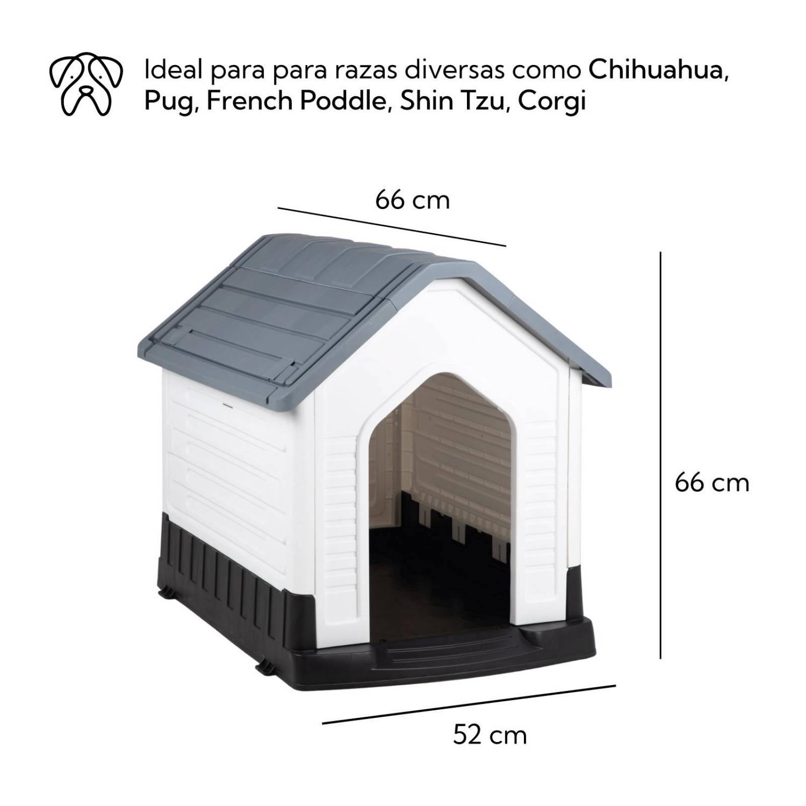 Casa Para Perro Raza Mediana 66x52x66 cm Termica Plastico 