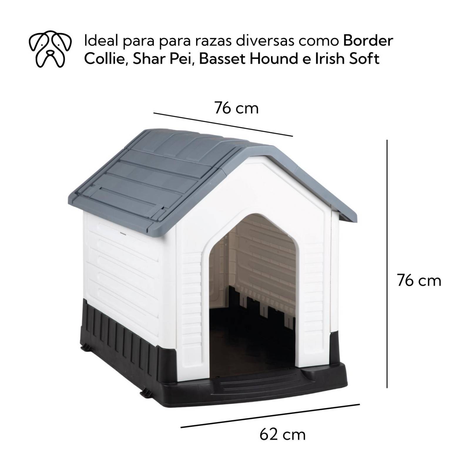 Casa Para Perro Raza Grande 76x62x76 cm Termica Plastico 