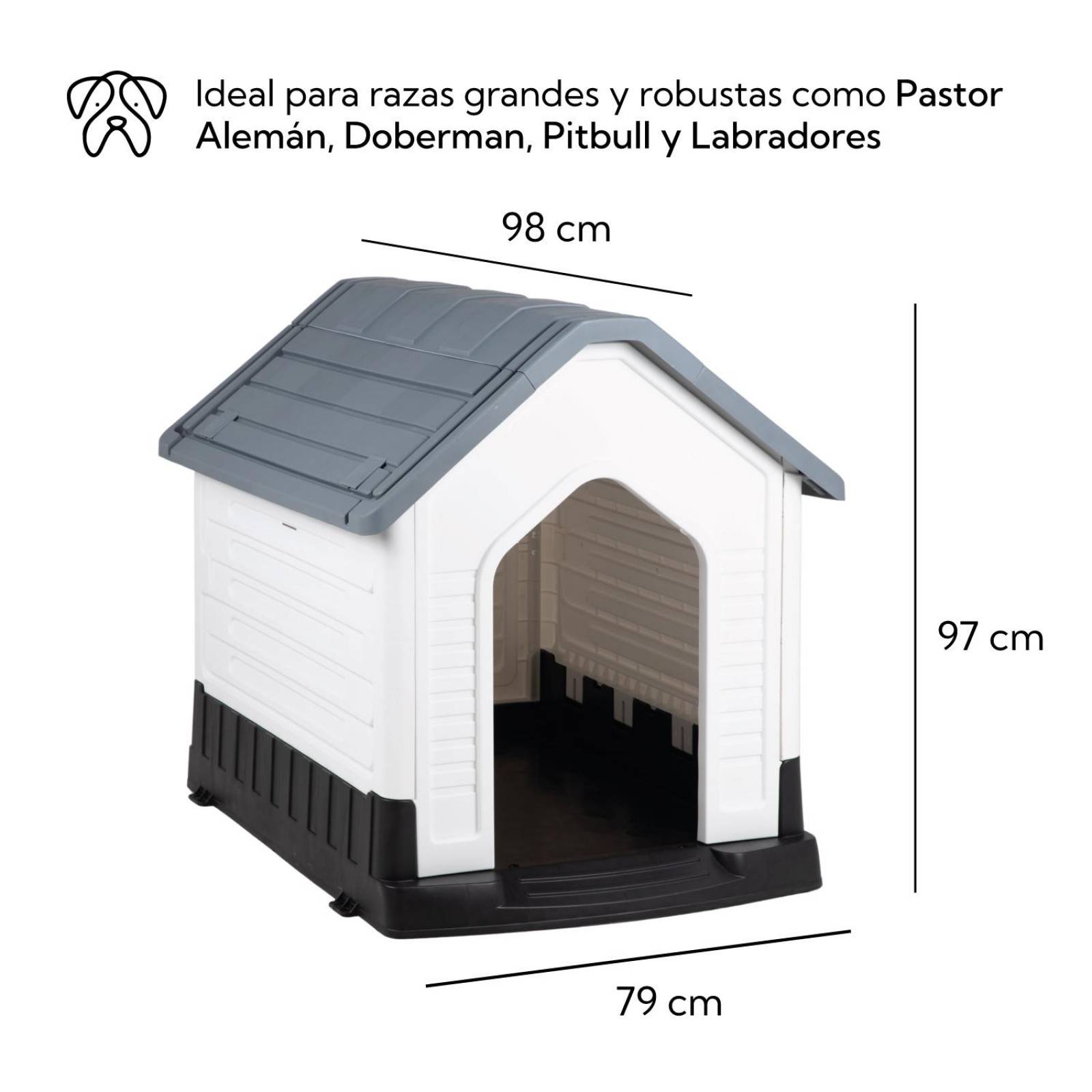 Casa Para Perro Raza Extra Grande 98x79x97cm Plastico 