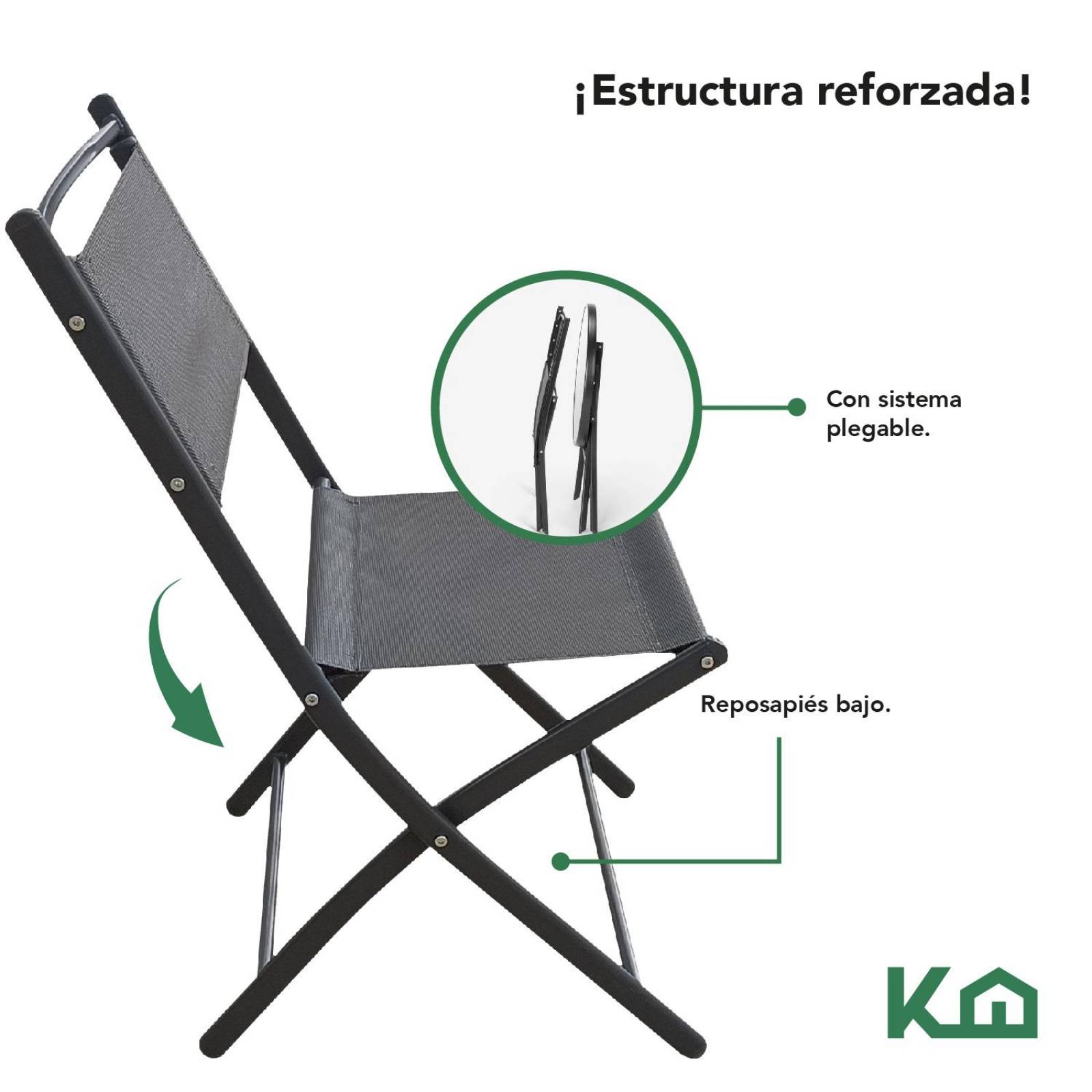 Juego De Comedor Mueble Exterior Para Jardín Mesa y 2 Sillas Gris