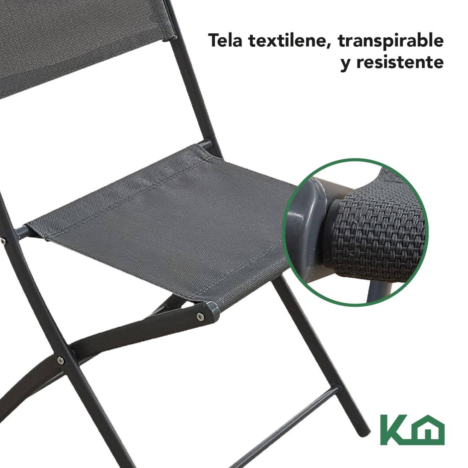 Juego De Comedor Mueble Exterior Para Jardín Mesa y 2 Sillas Gris