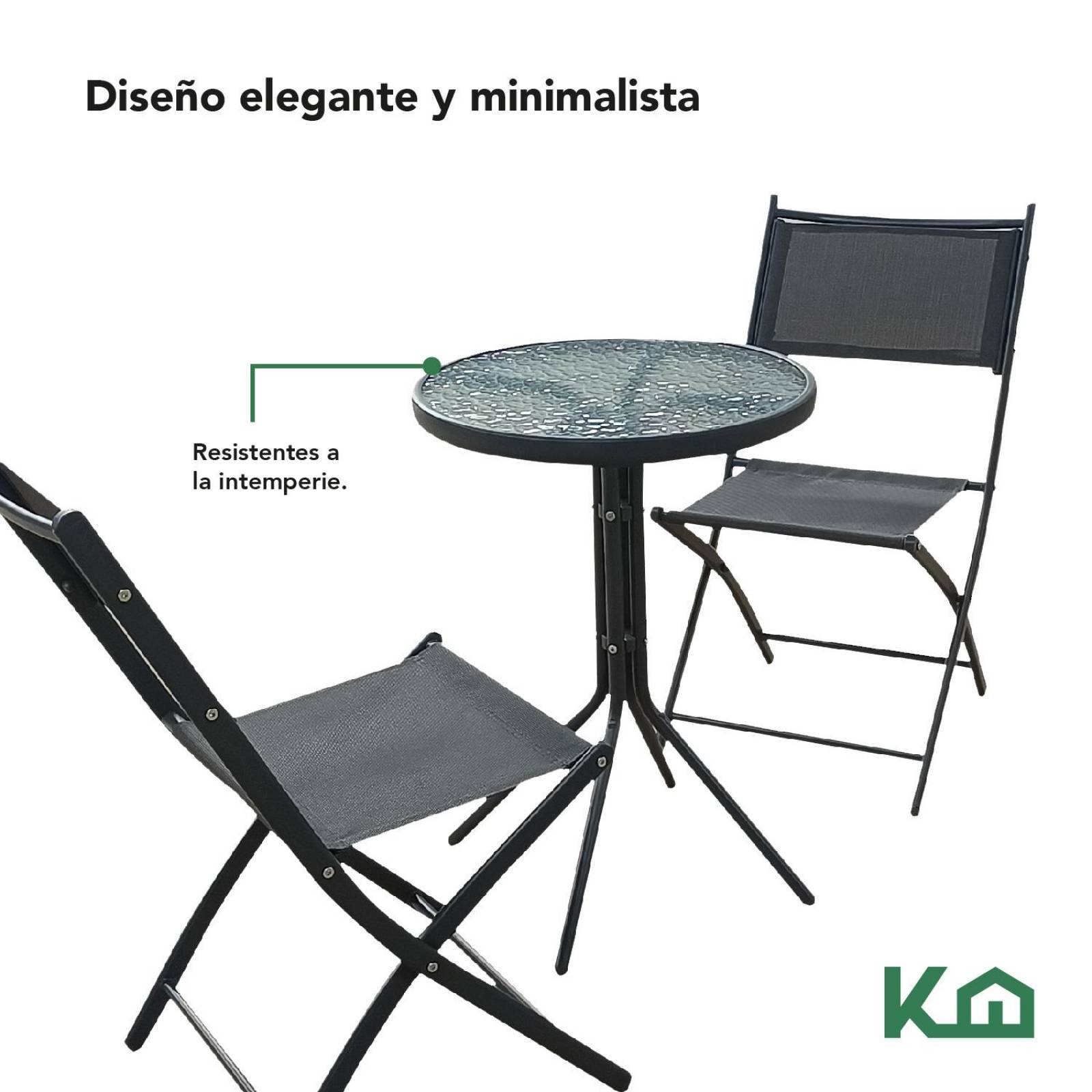 Juego De Comedor Mueble Exterior Para Jardín Mesa y 2 Sillas Gris