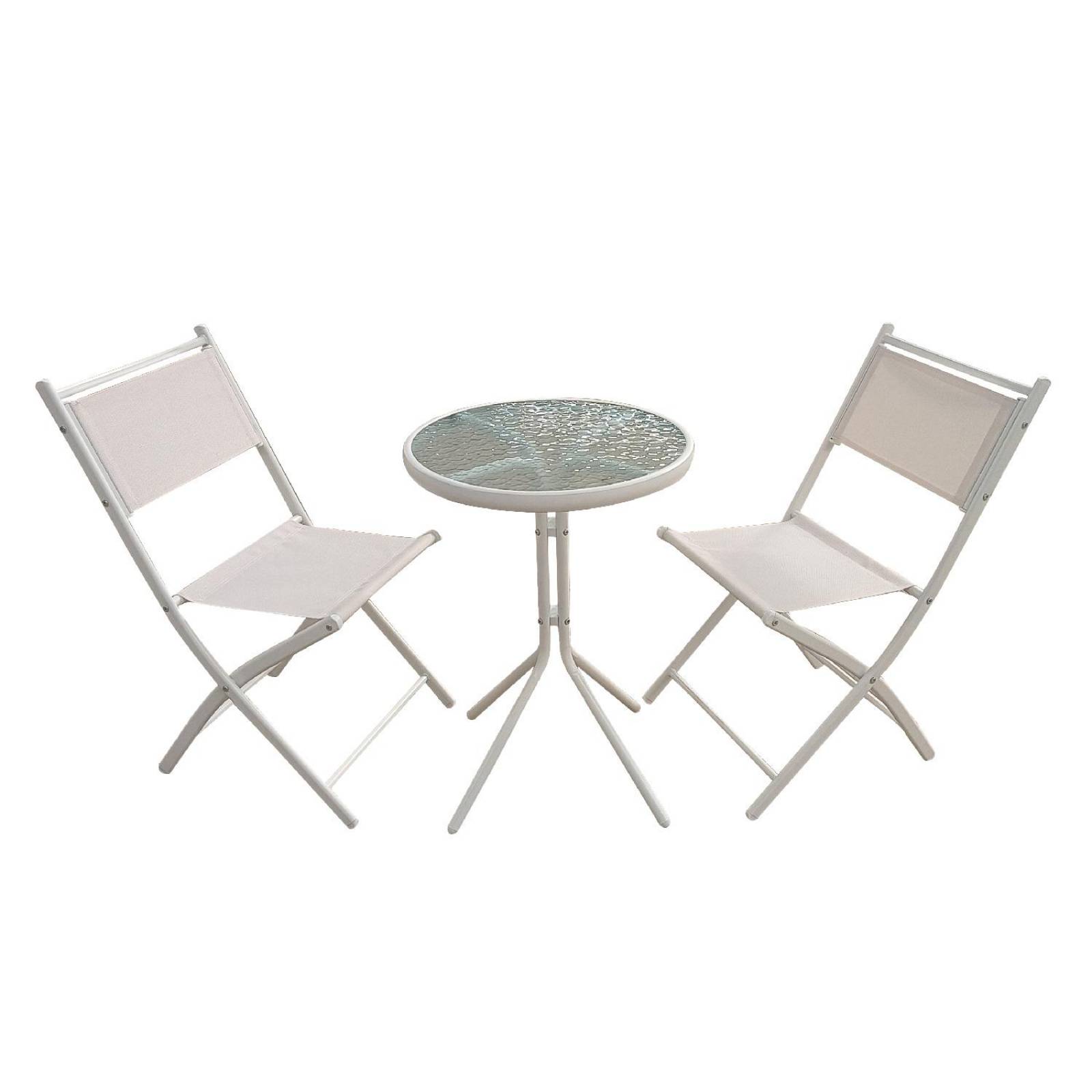 Juego De Comedor Mueble Exterior Para Jardín Mesa y 2 Sillas Beige