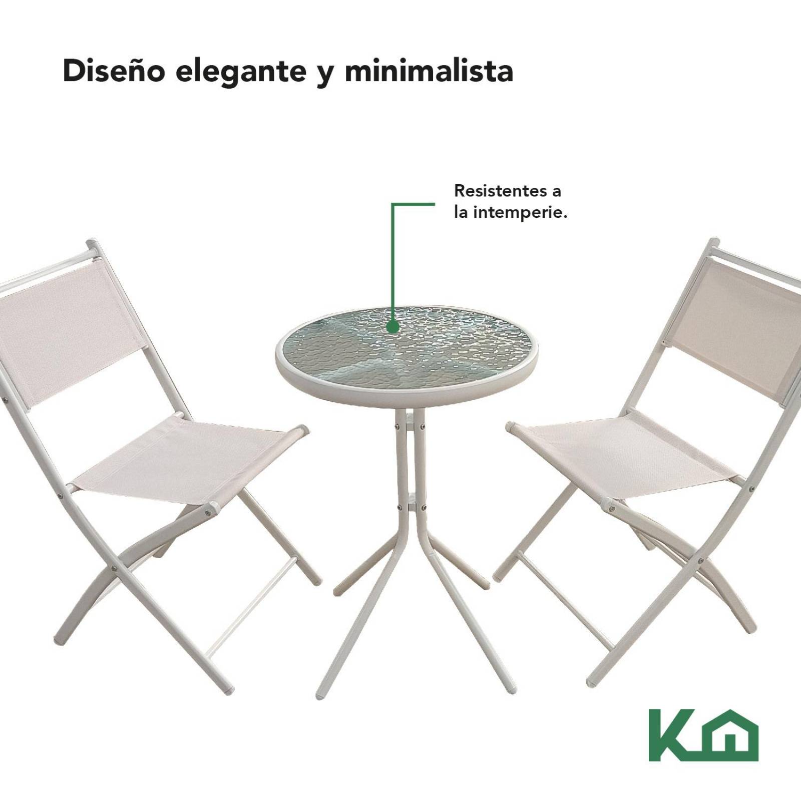 Juego De Comedor Mueble Exterior Para Jardín Mesa y 2 Sillas Beige