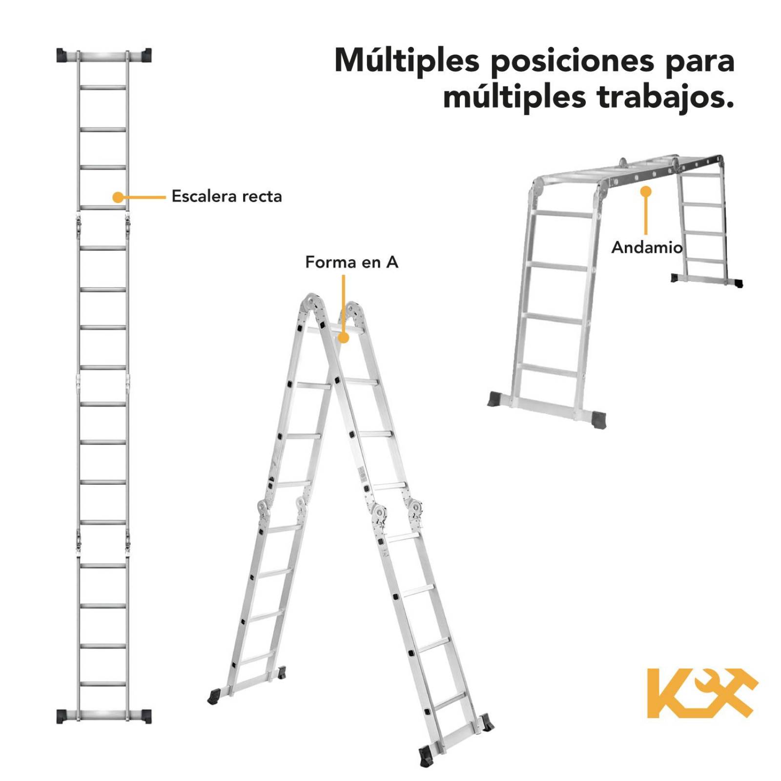 Escalera Multiposiciones De Aluminio 4.5 Metros 16 Peldaños 