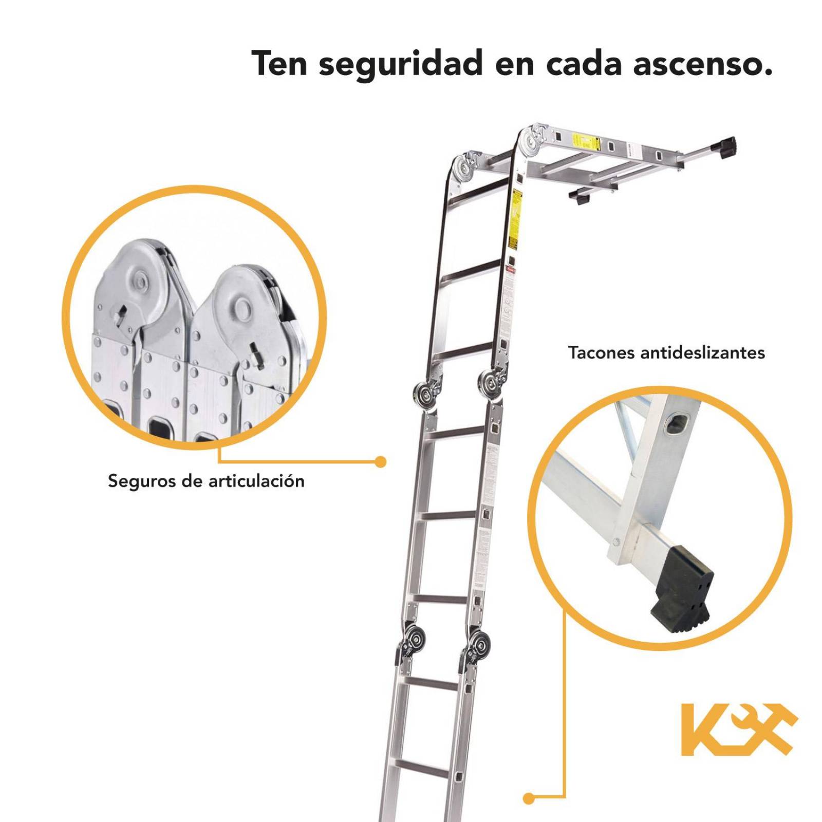 Escalera Multiposiciones De Aluminio 4.5 Metros 16 Peldaños 