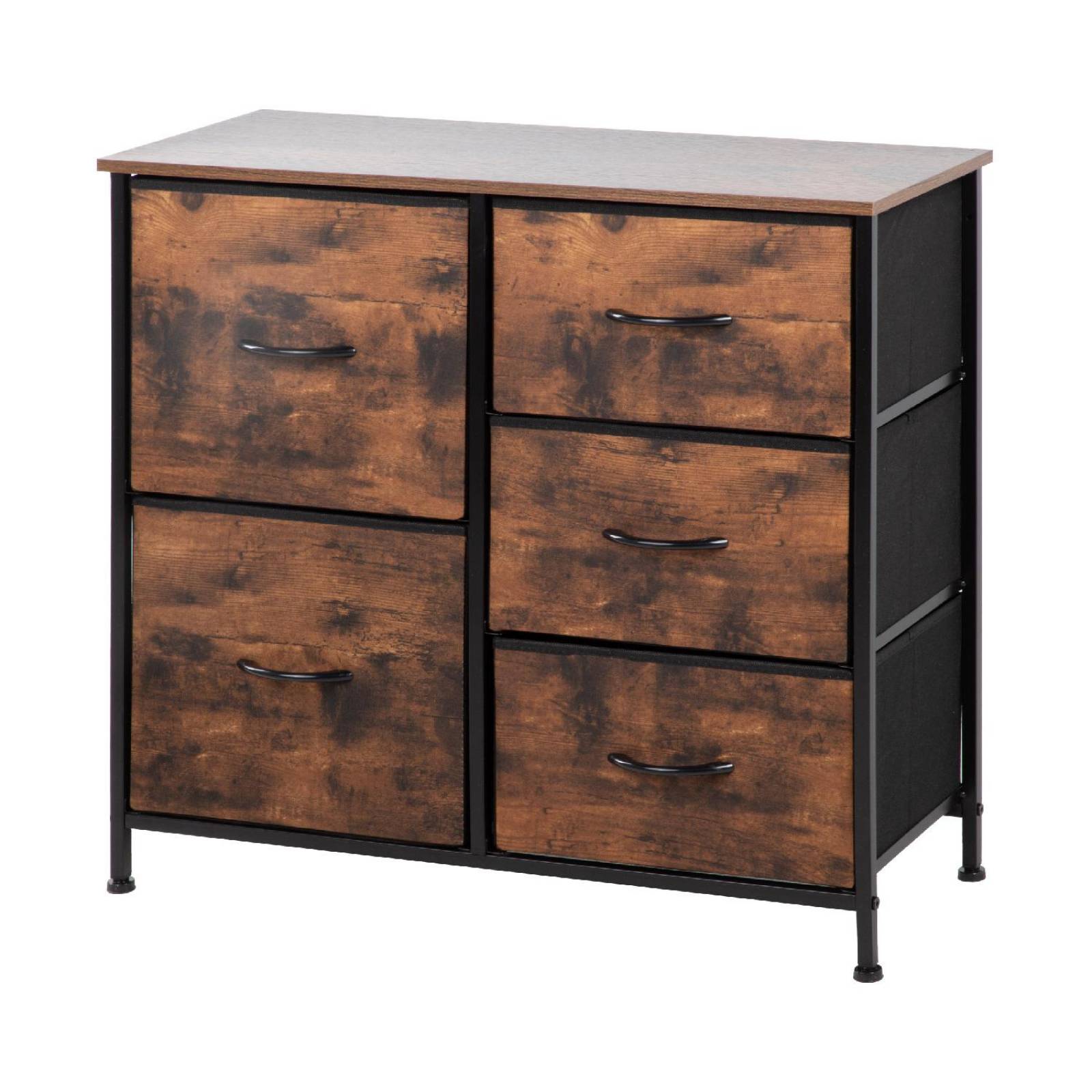 Comoda Cajonera 5 Cajones Mueble Organizador de Tela Madera 