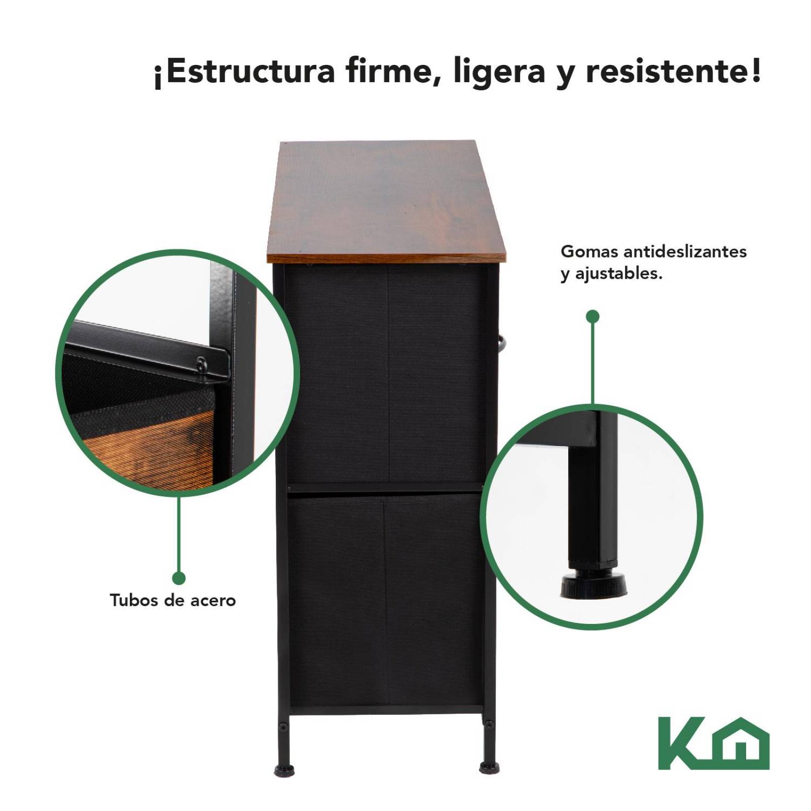 Comoda Cajonera 5 Cajones Mueble Organizador de Tela Madera 