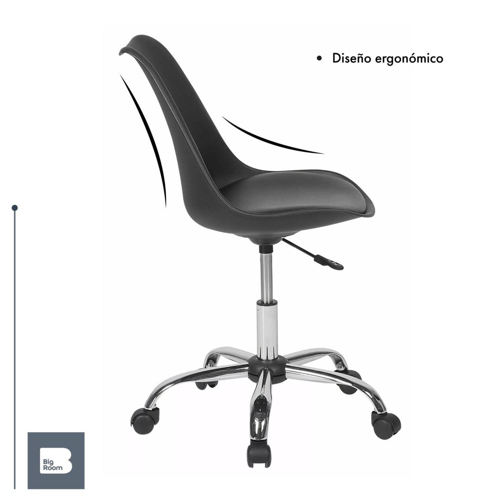 Silla De Oficina Tipo Eames Con Ruedas Minimalista Ejecutiva Negro