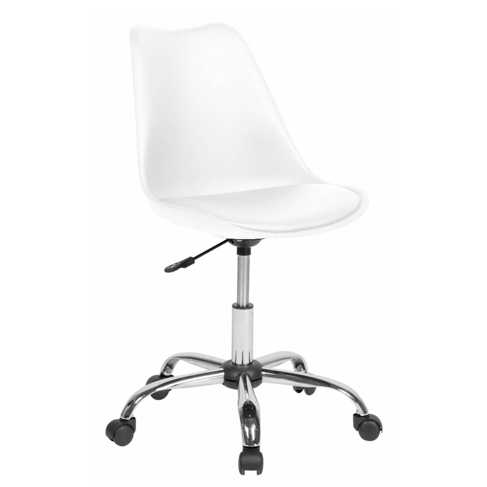 Silla De Oficina Tipo Eames Con Ruedas Minimalista Ejecutiva Blanco