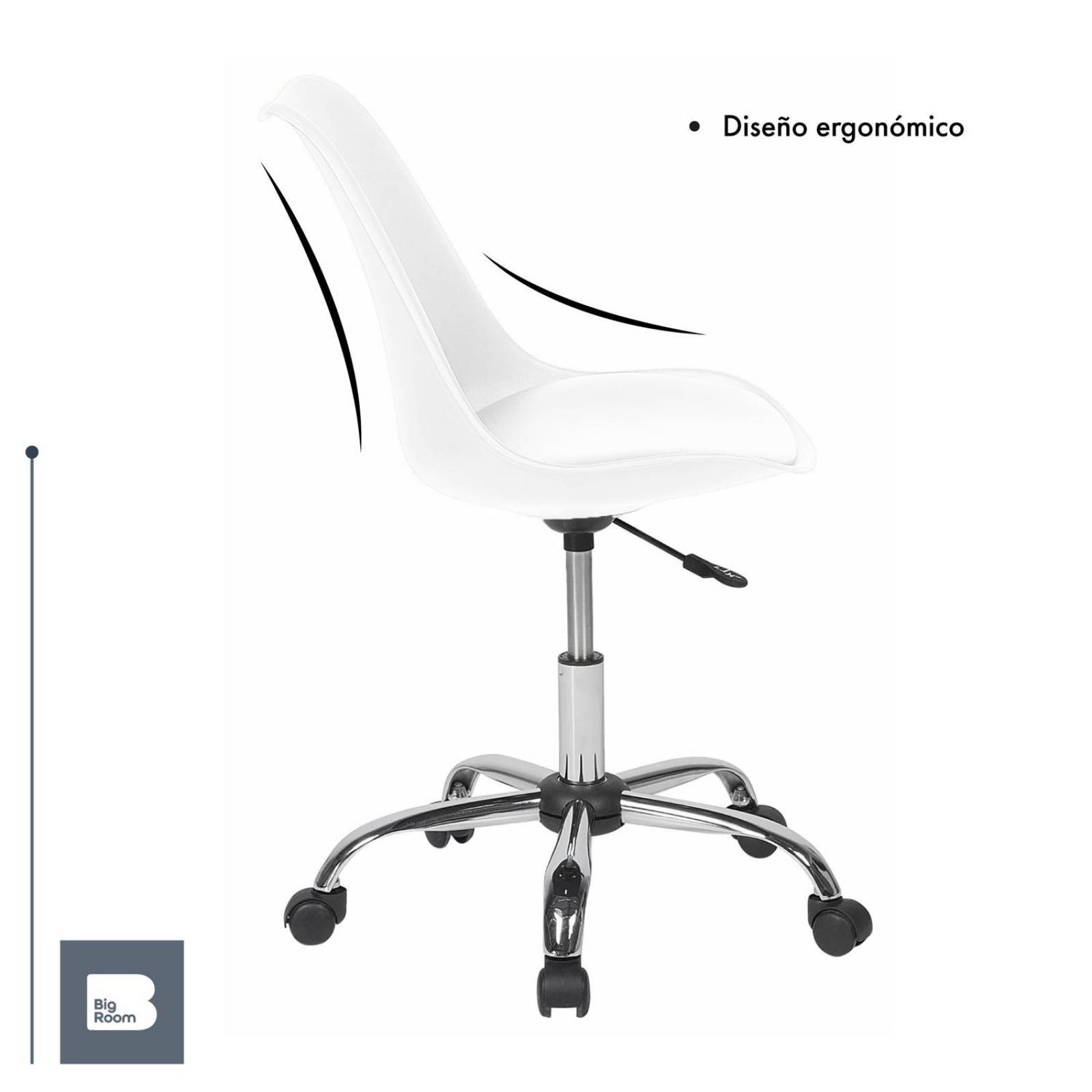 Silla De Oficina Tipo Eames Con Ruedas Minimalista Ejecutiva Blanco