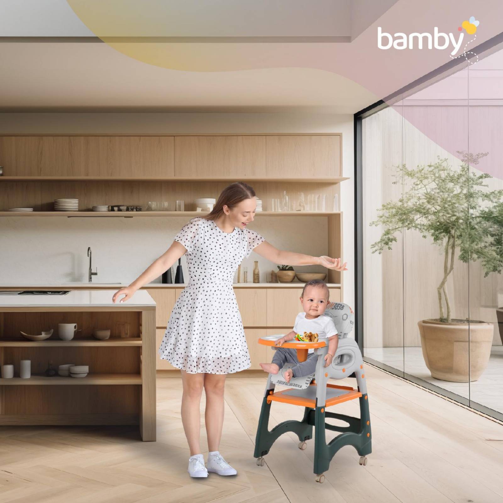 Silla Periquera Bebe Convierte Mesa Actividades - Escritorio Naranja