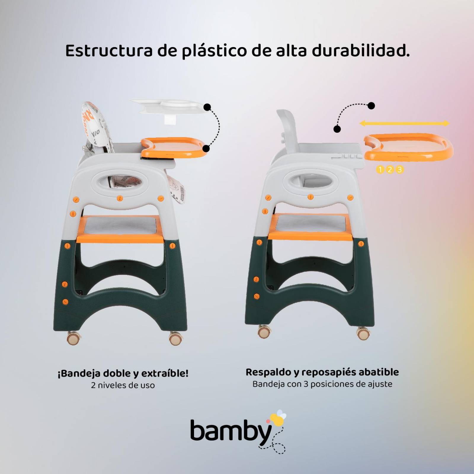 Silla Periquera Bebe Convierte Mesa Actividades - Escritorio Naranja