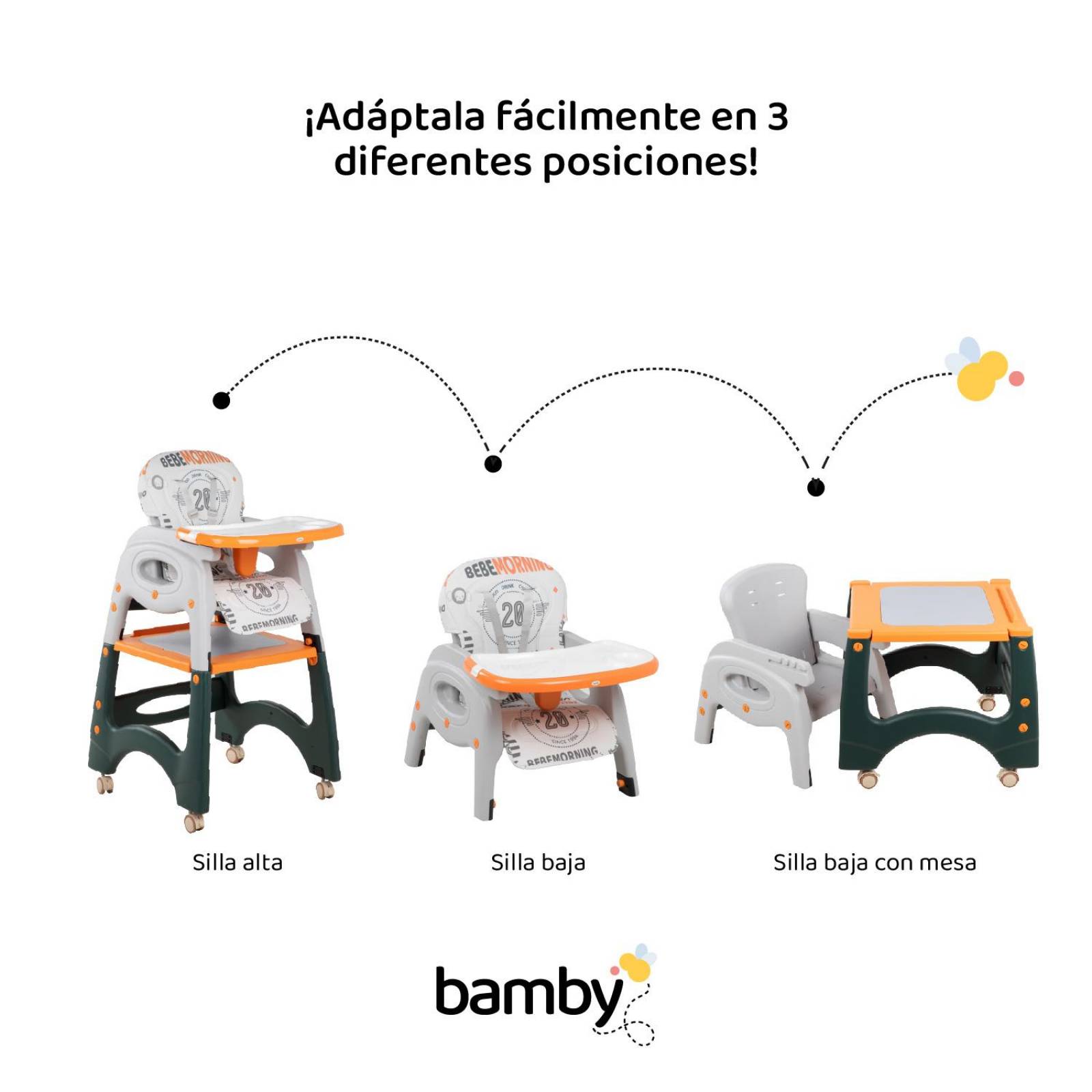 Silla Periquera Bebe Convierte Mesa Actividades - Escritorio Naranja