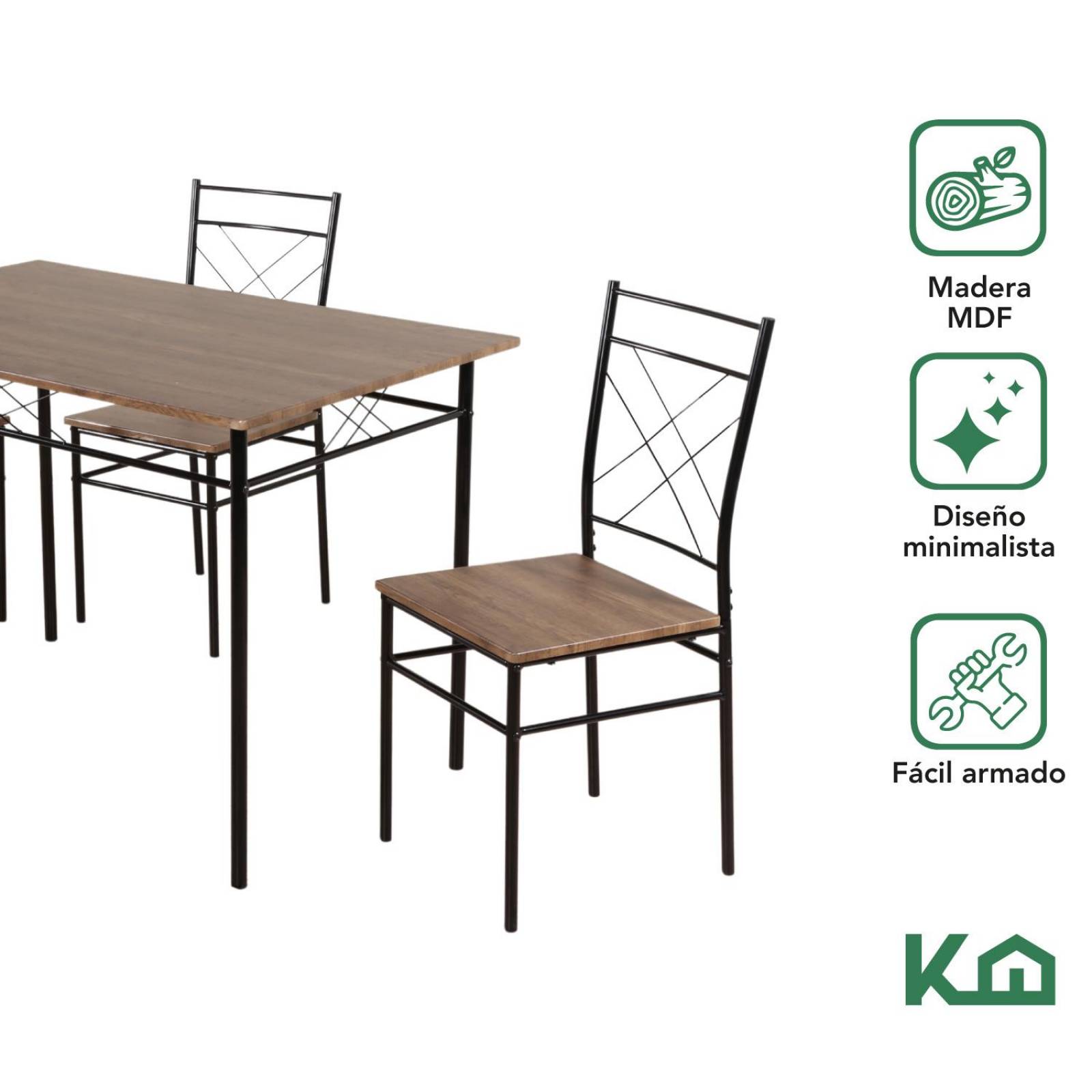 Comedor de 4 Sillas Mesa Madera Cocina Restaurante Cafeteria Café