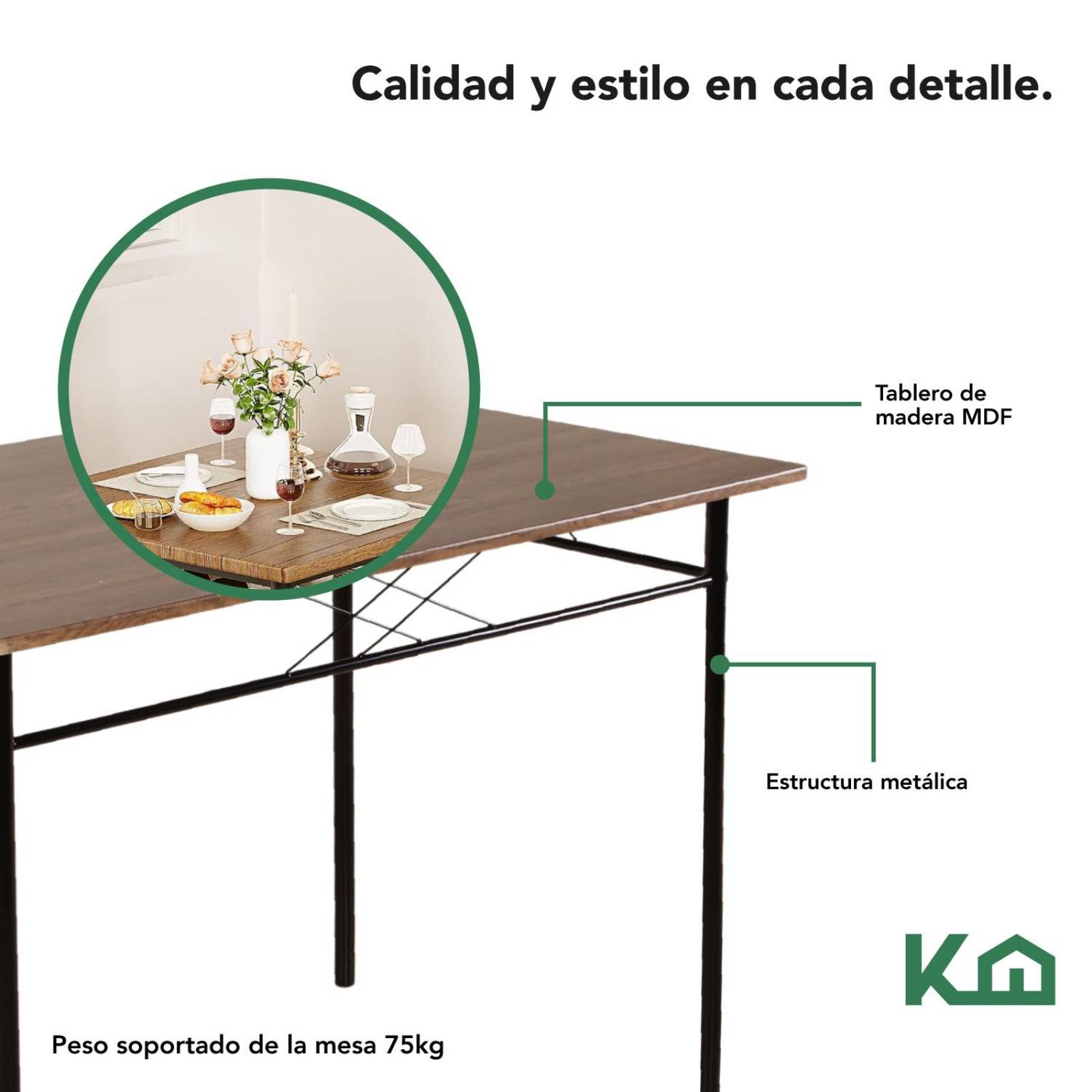 Comedor de 4 Sillas Mesa Madera Cocina Restaurante Cafeteria Café