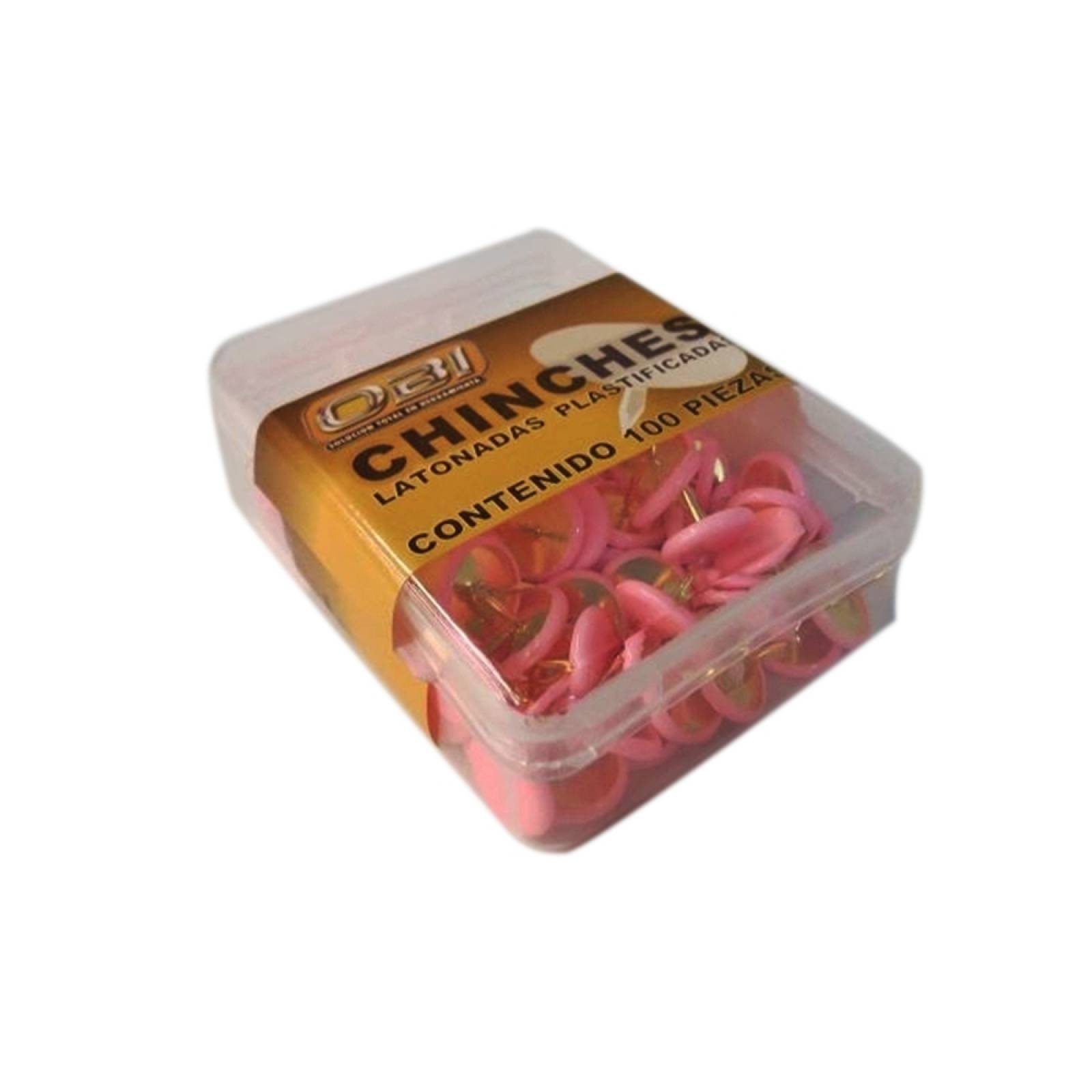 Chinche Rosa Cajita con 100 Piezas Tack Pink OBI
