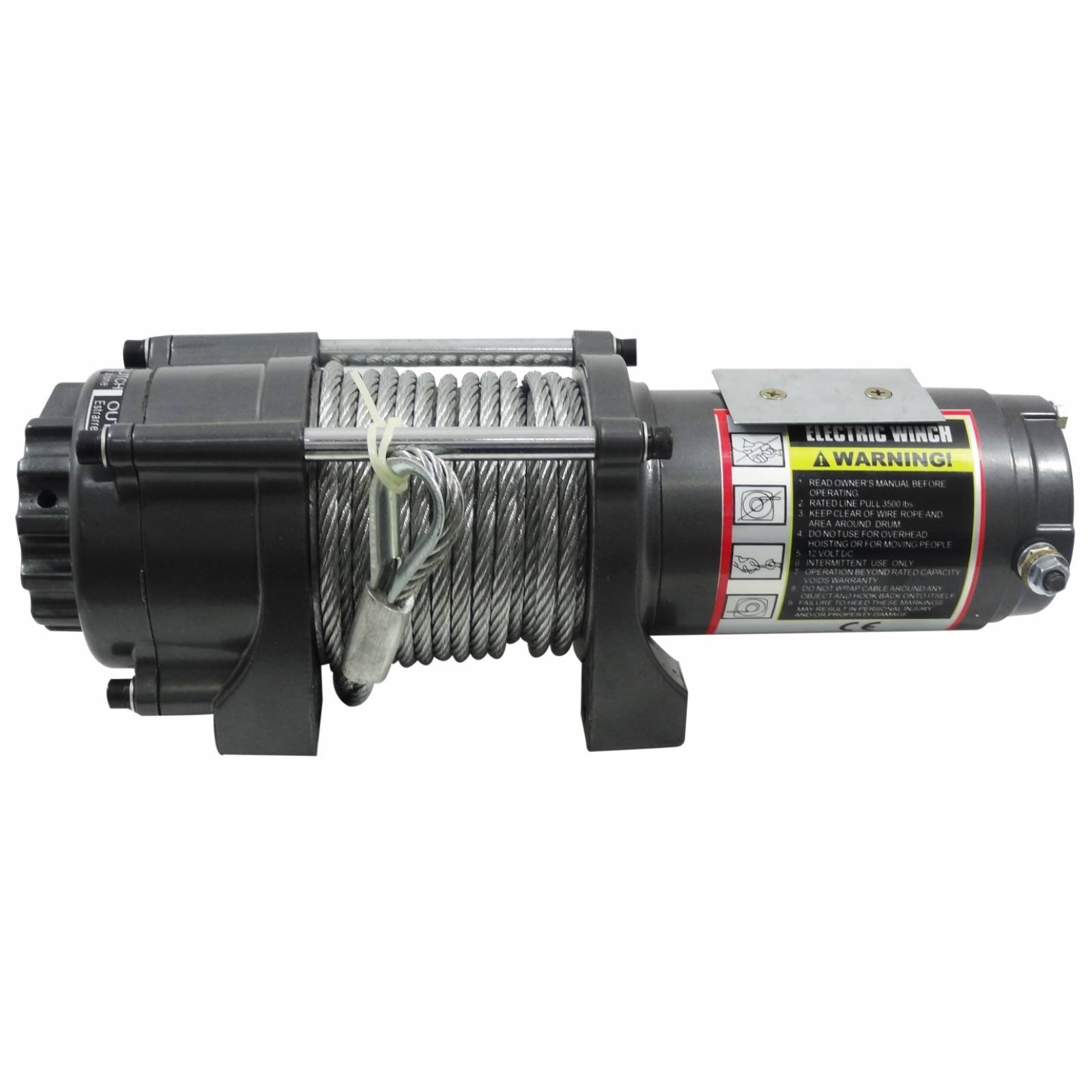 Malacate Winch 12V 3500 Lbs y Cable 13 m 1,60 T 6 MM