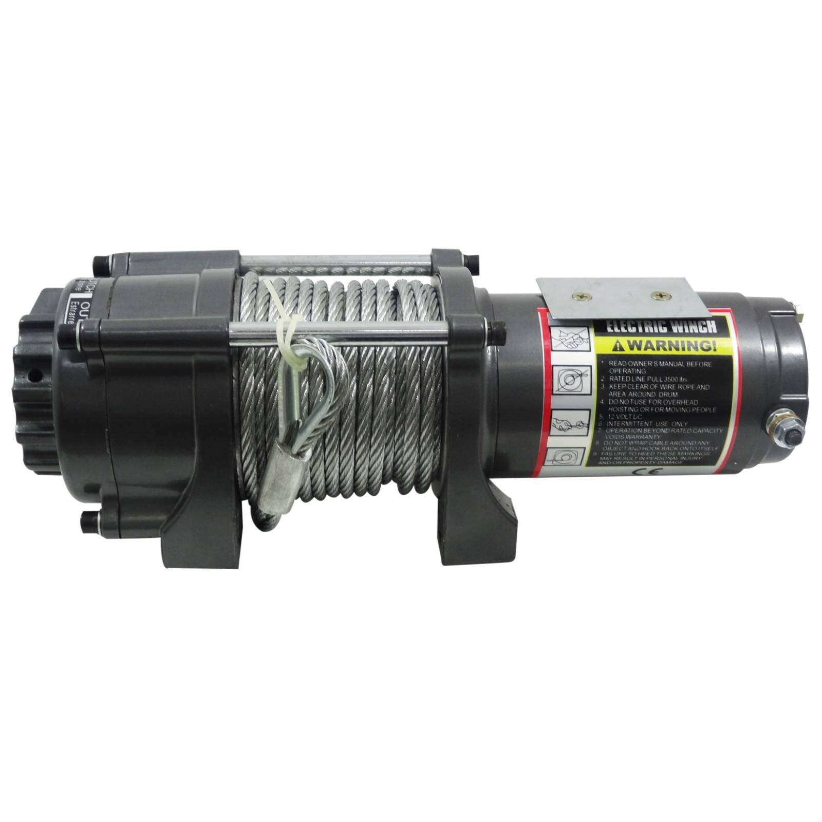 Malacate Winch 12V 3500 Lbs y Cable 13 m 1,60 T 6 MM