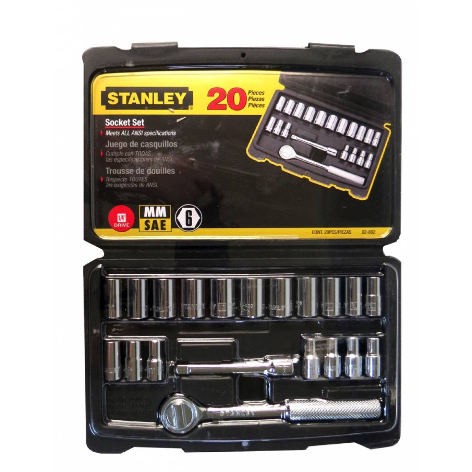 Autocle 1/4" 20 Pz Estandar y Milimetrica 5/32-1/2" 7-13mm 92802 Stanley