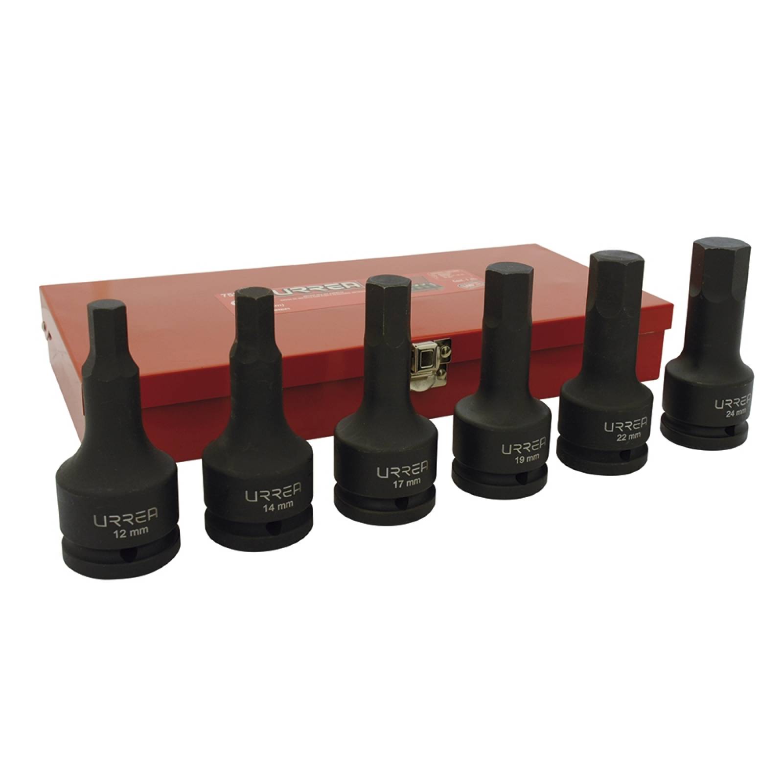 Juego 6 dados de impacto punta hexagonal métricos 3/4" 75250 Urrea
