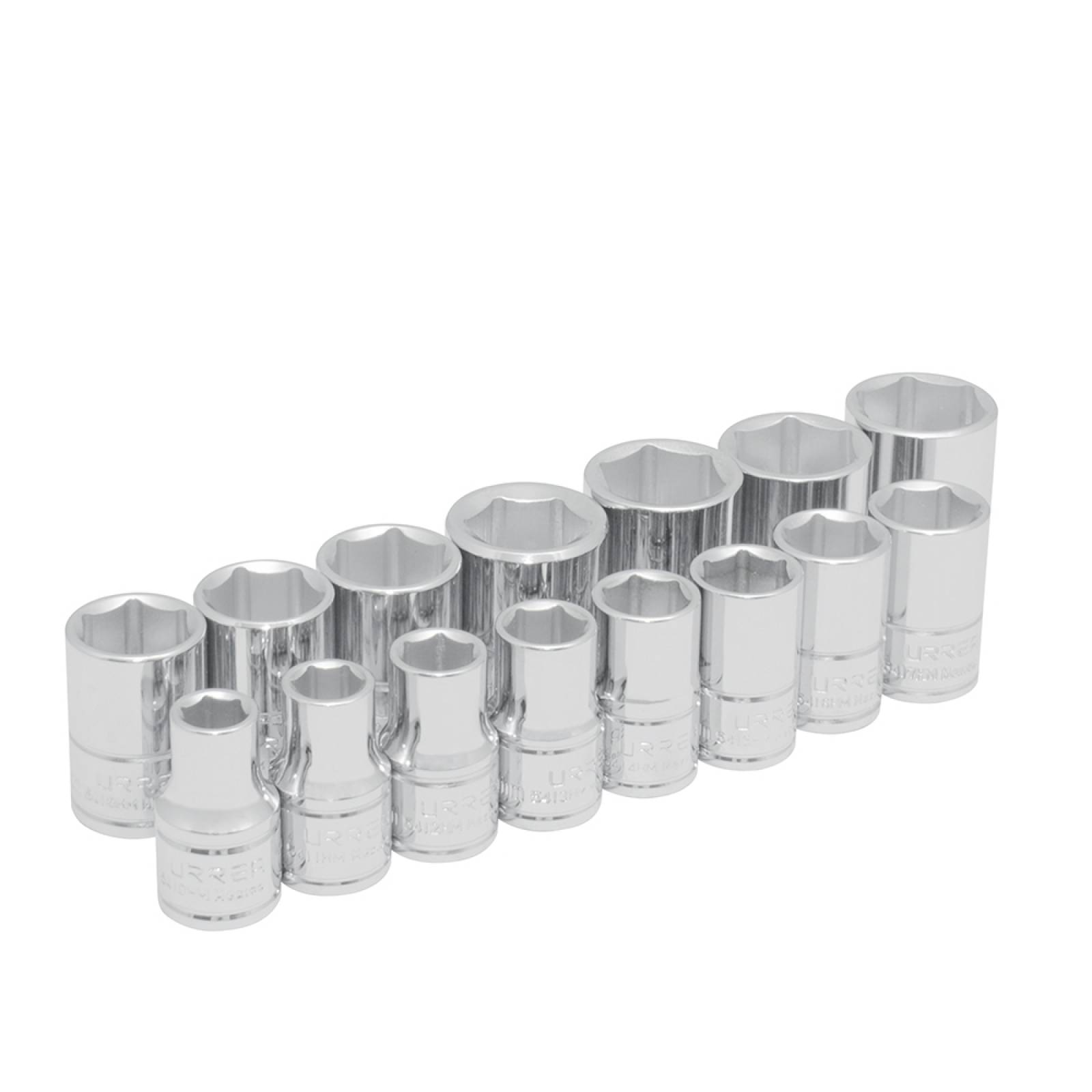 Juego de 15 dados largos métricos 1/2" 6 puntas 54205 Urrea