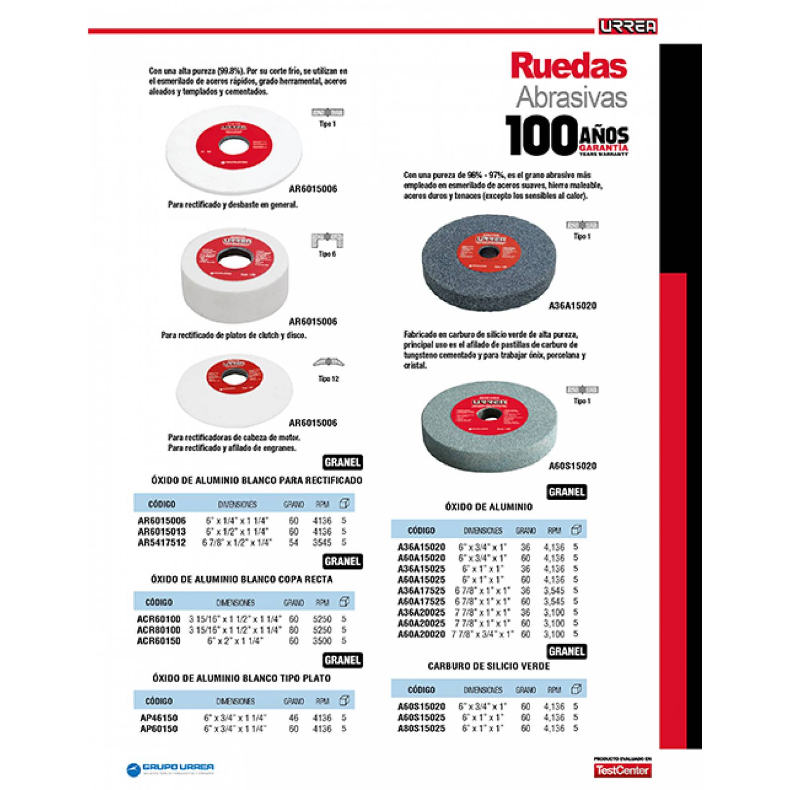 Rueda Abrasiva Alo 6x1 gno60 A60a15025 Urrea 