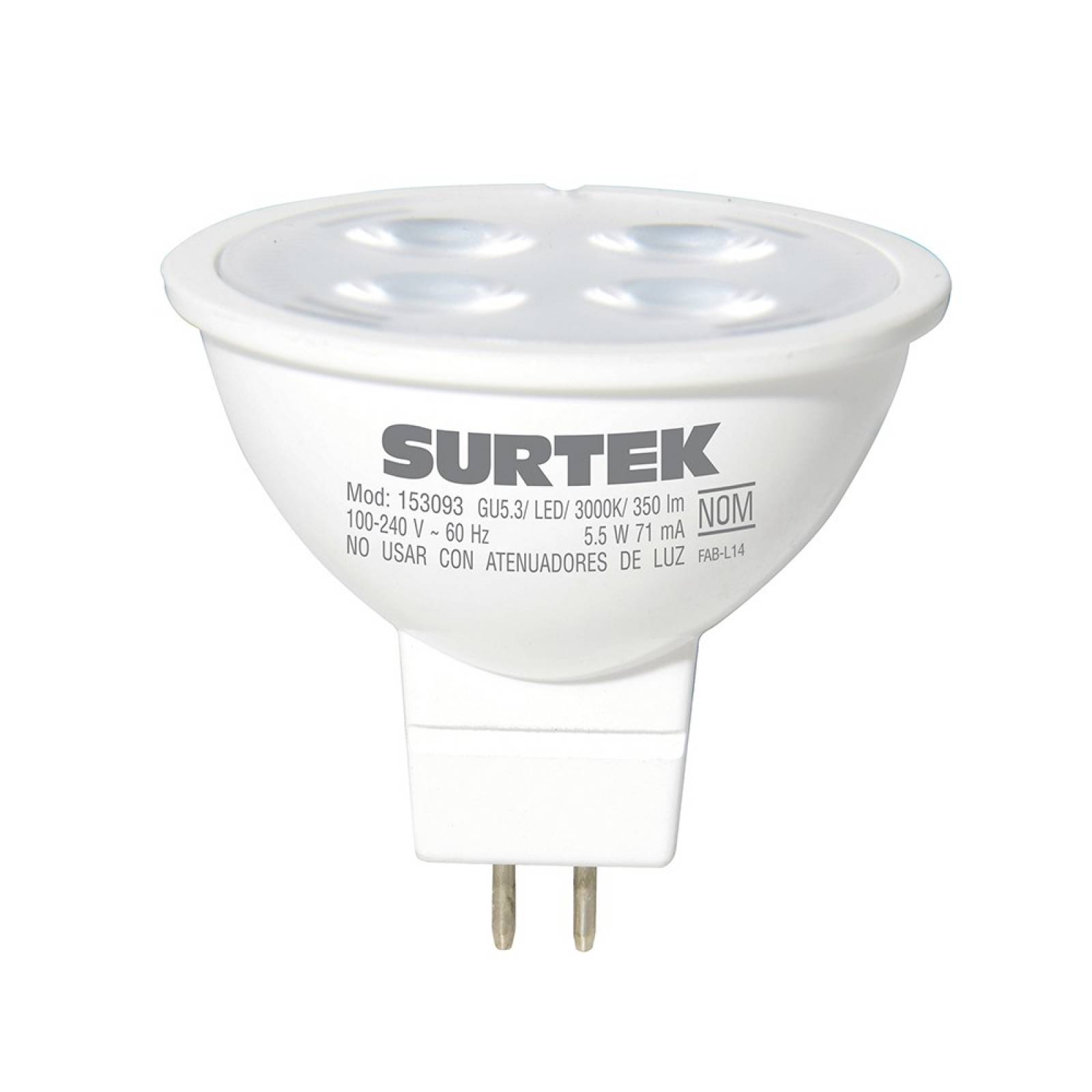 Foco Led Mr16 5.5w Luz Cálida 153093 Surtek 