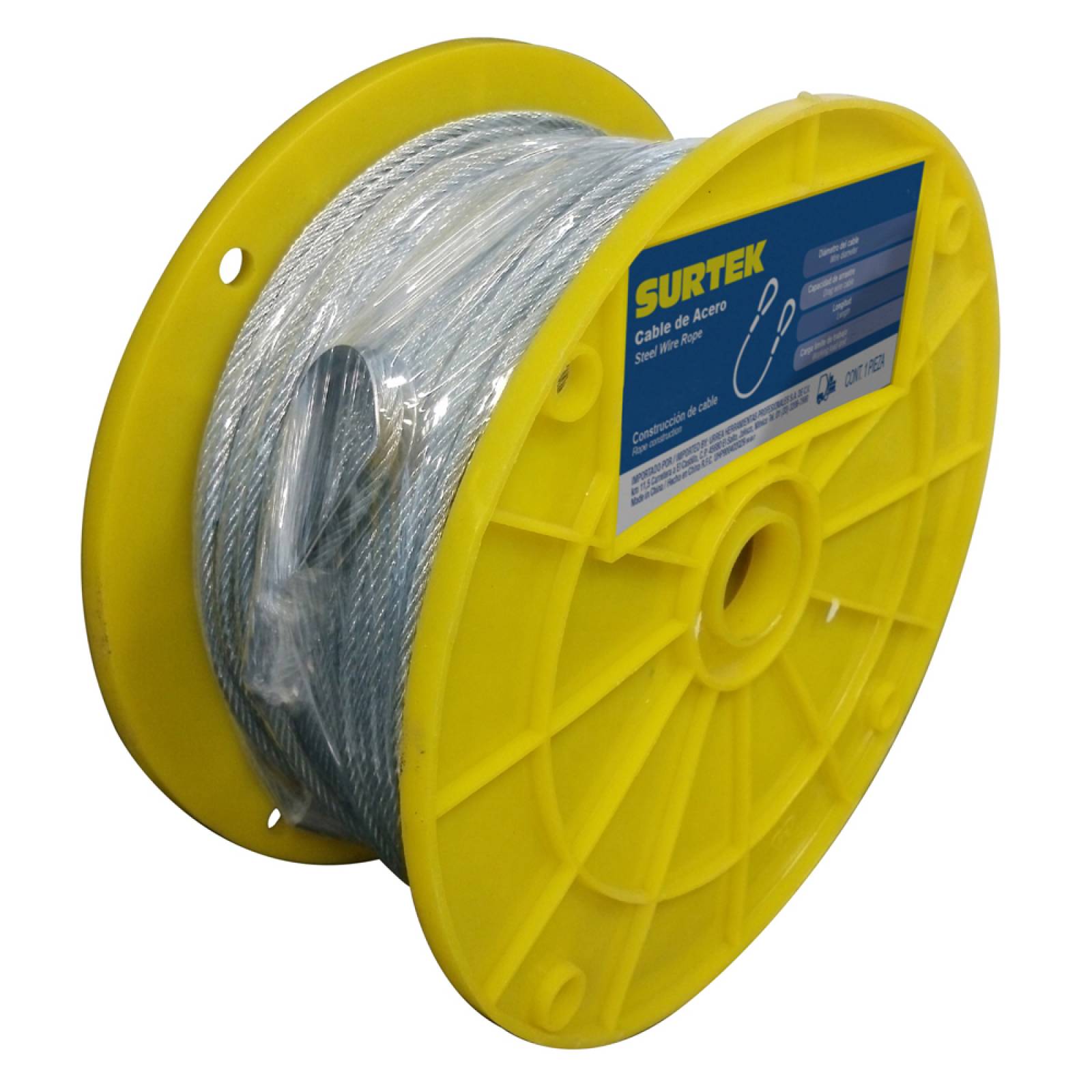 Cable Acero Galvanizado 7 X19 3/16 X 76 Metros Ca216 Surtek 