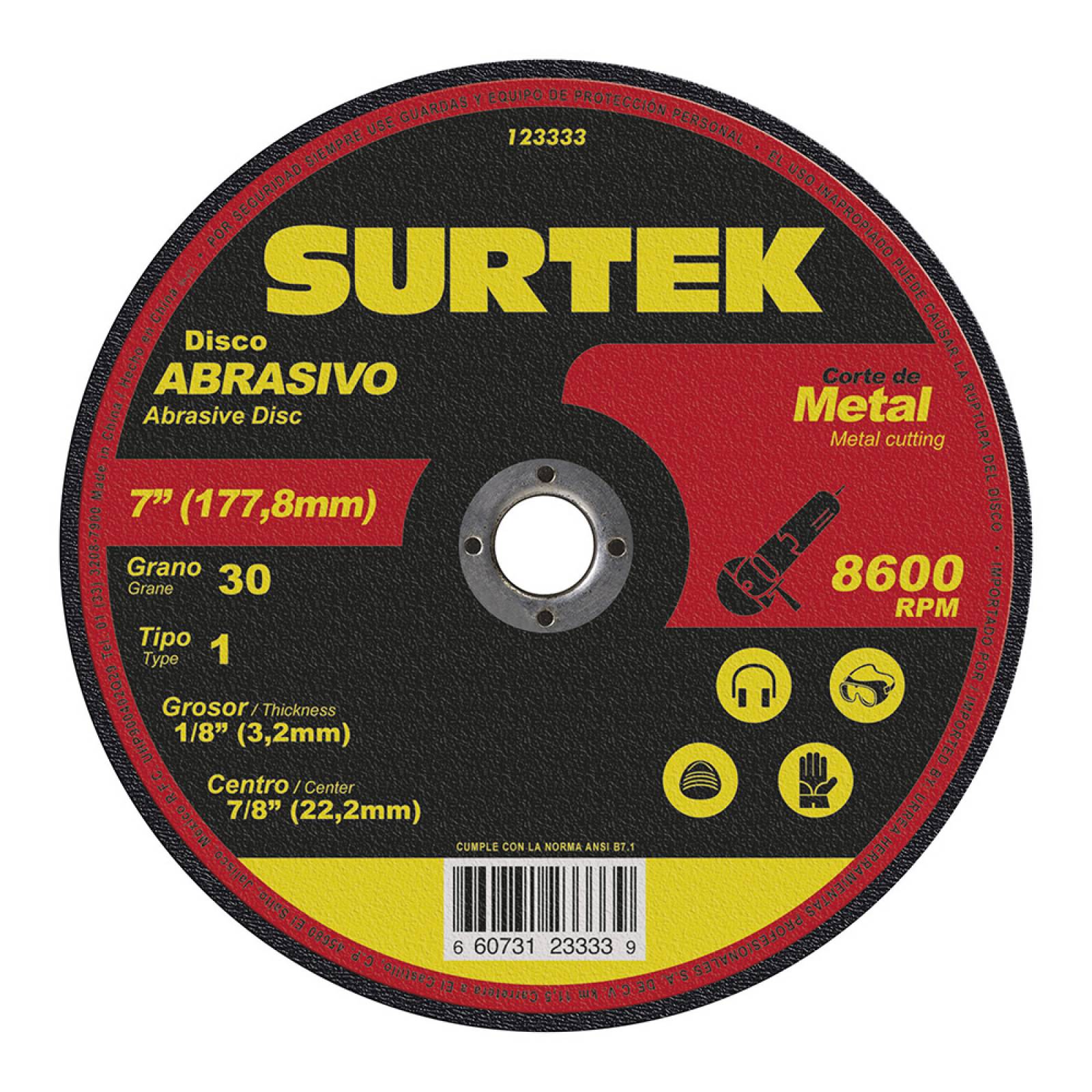 Disco T/1 Metal 7x1/8 Pulgadas 123333 Surtek 