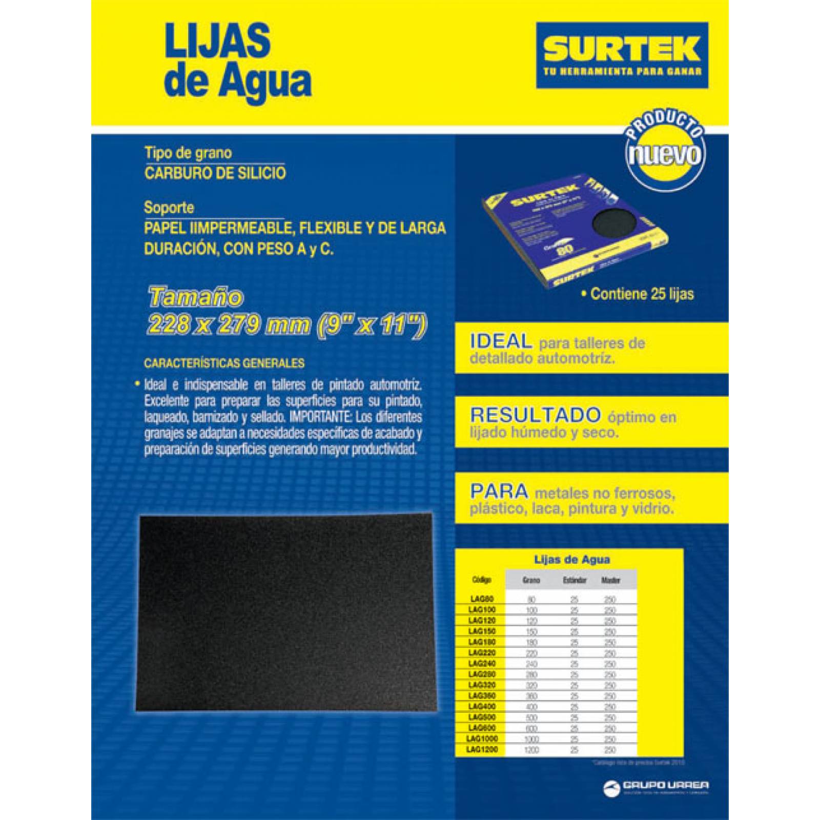 Lija Agua Grano 600 Lag600 Surtek 