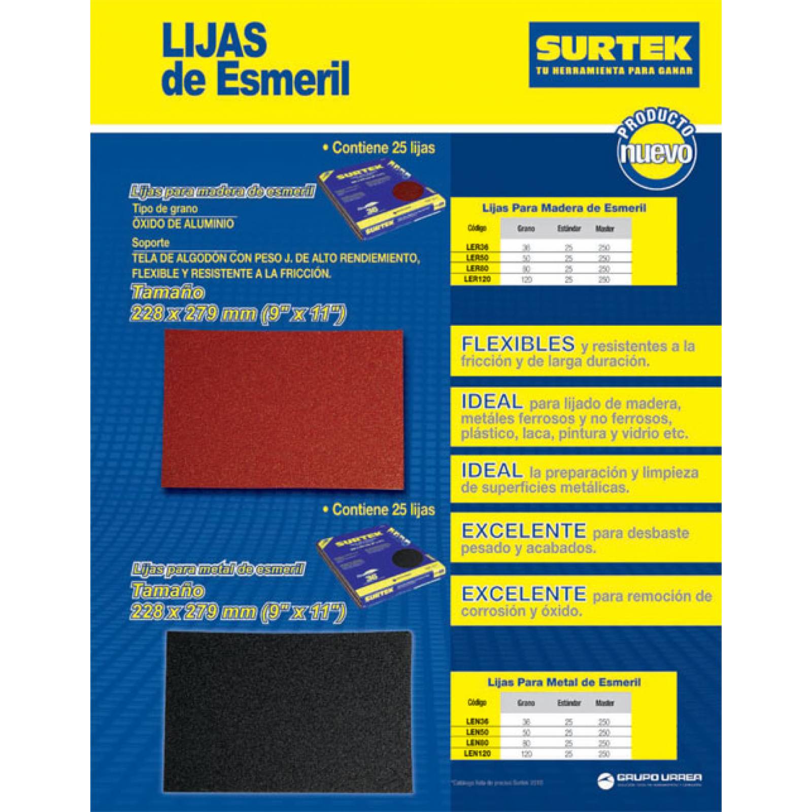 Lija Esmeril Roja 120 Ler120 Surtek 