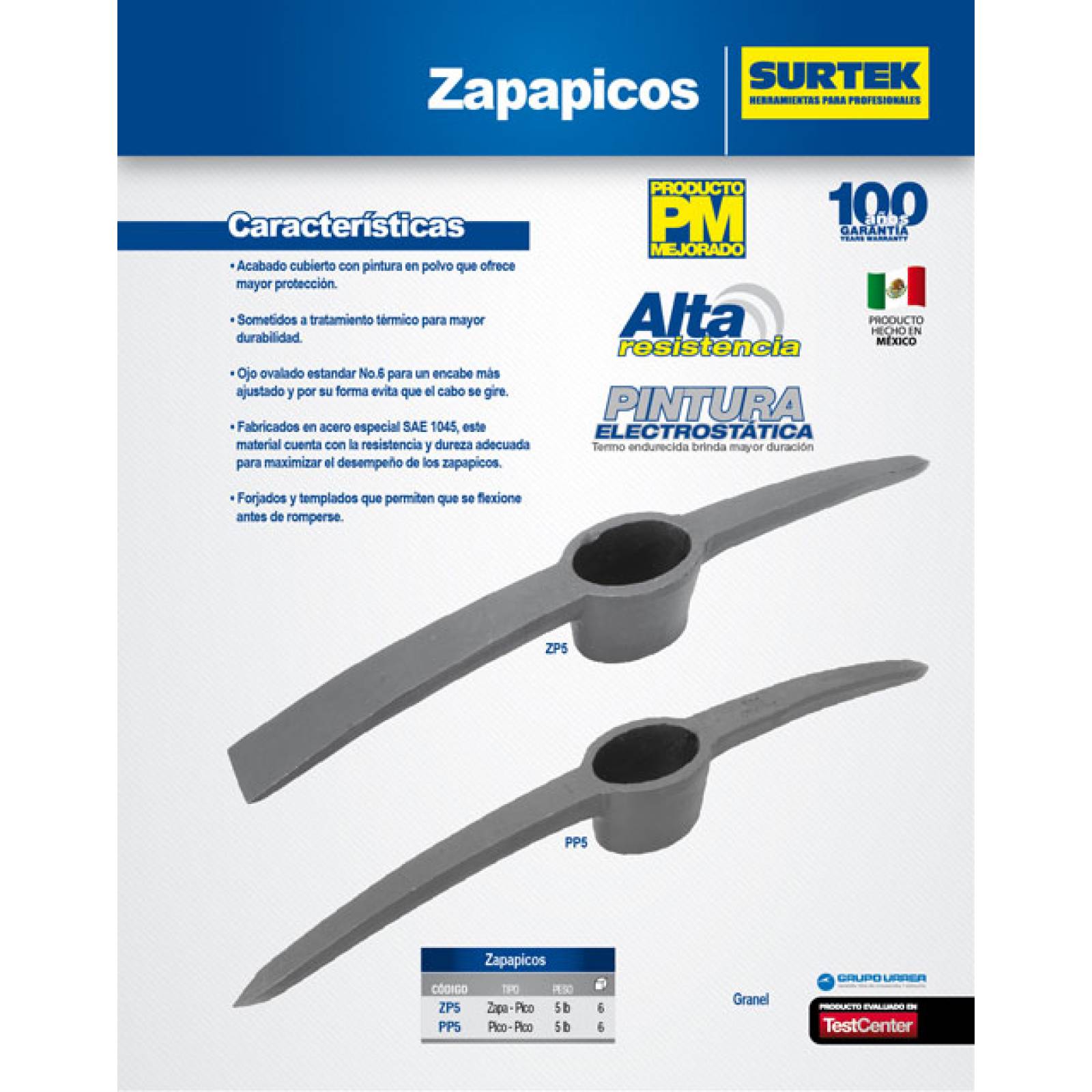 Pico-pico De 5lb Acero De Alta Resistencia Pp5 Surtek 