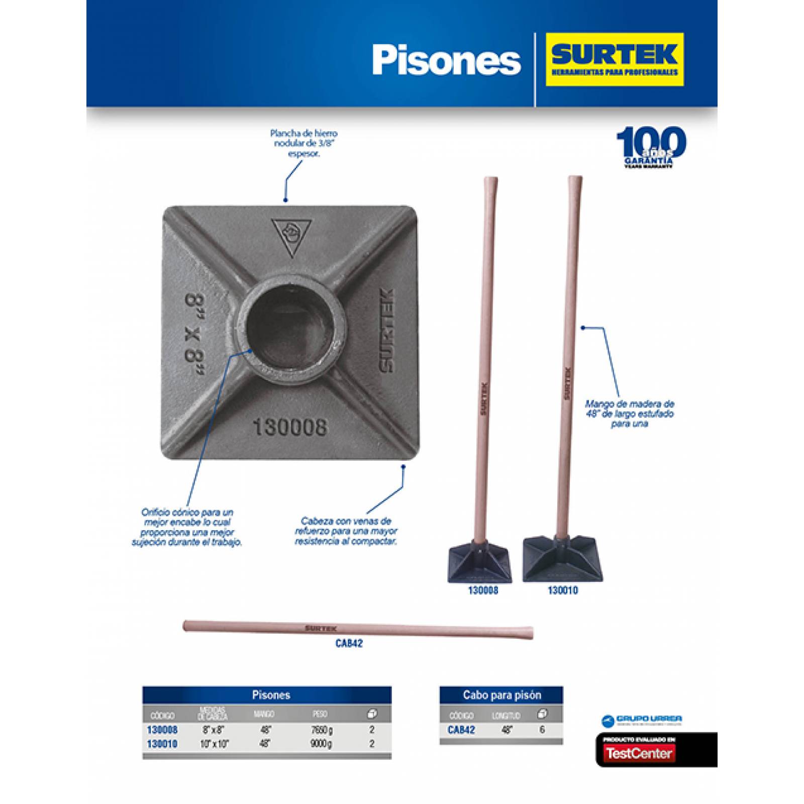 Pison 8 X 8 Pulgadas 130008 Surtek 