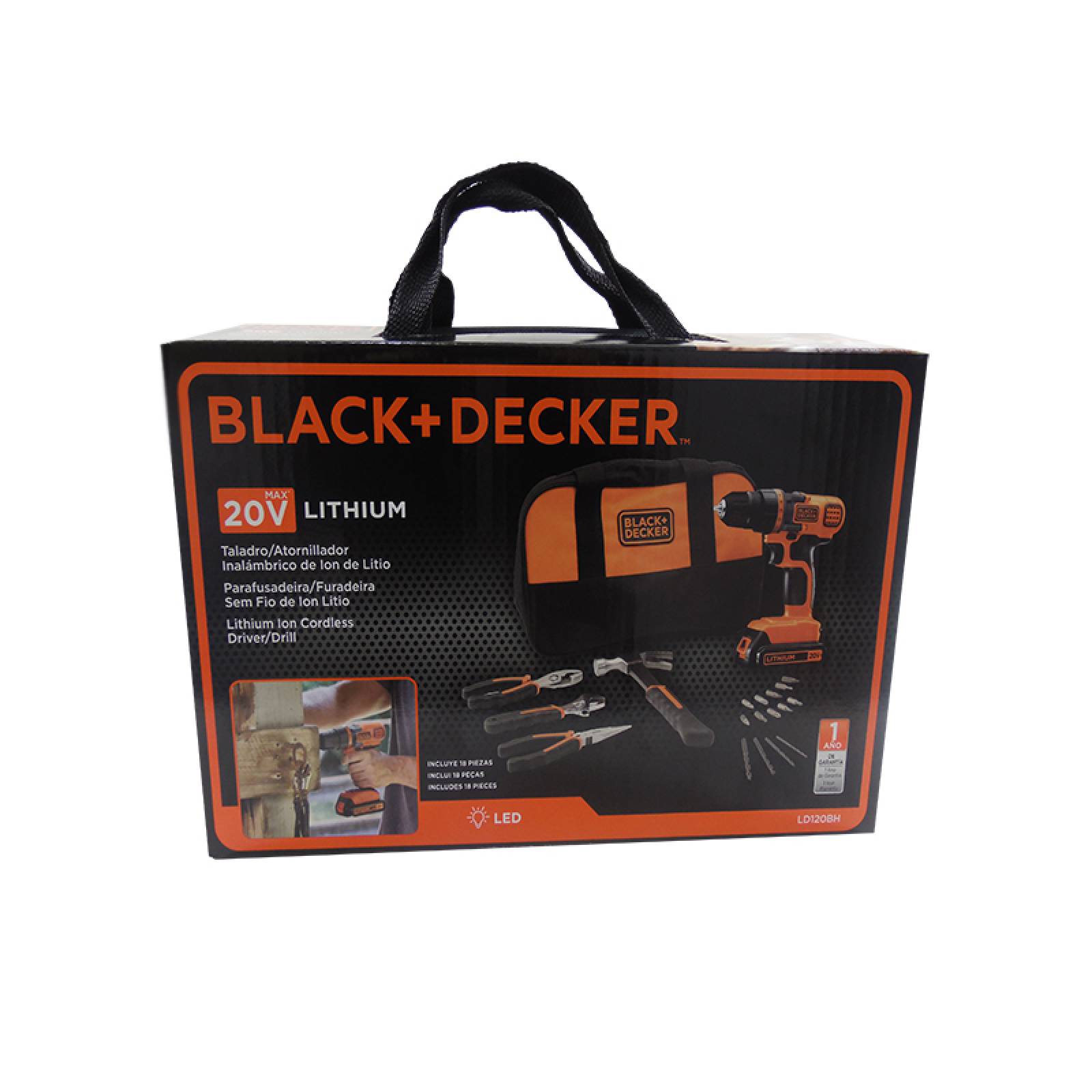 TALADRO / ATORNILLADOR BLACK+DECKER 20V MAX* CON 18 ACCESORIOS LD120BH 