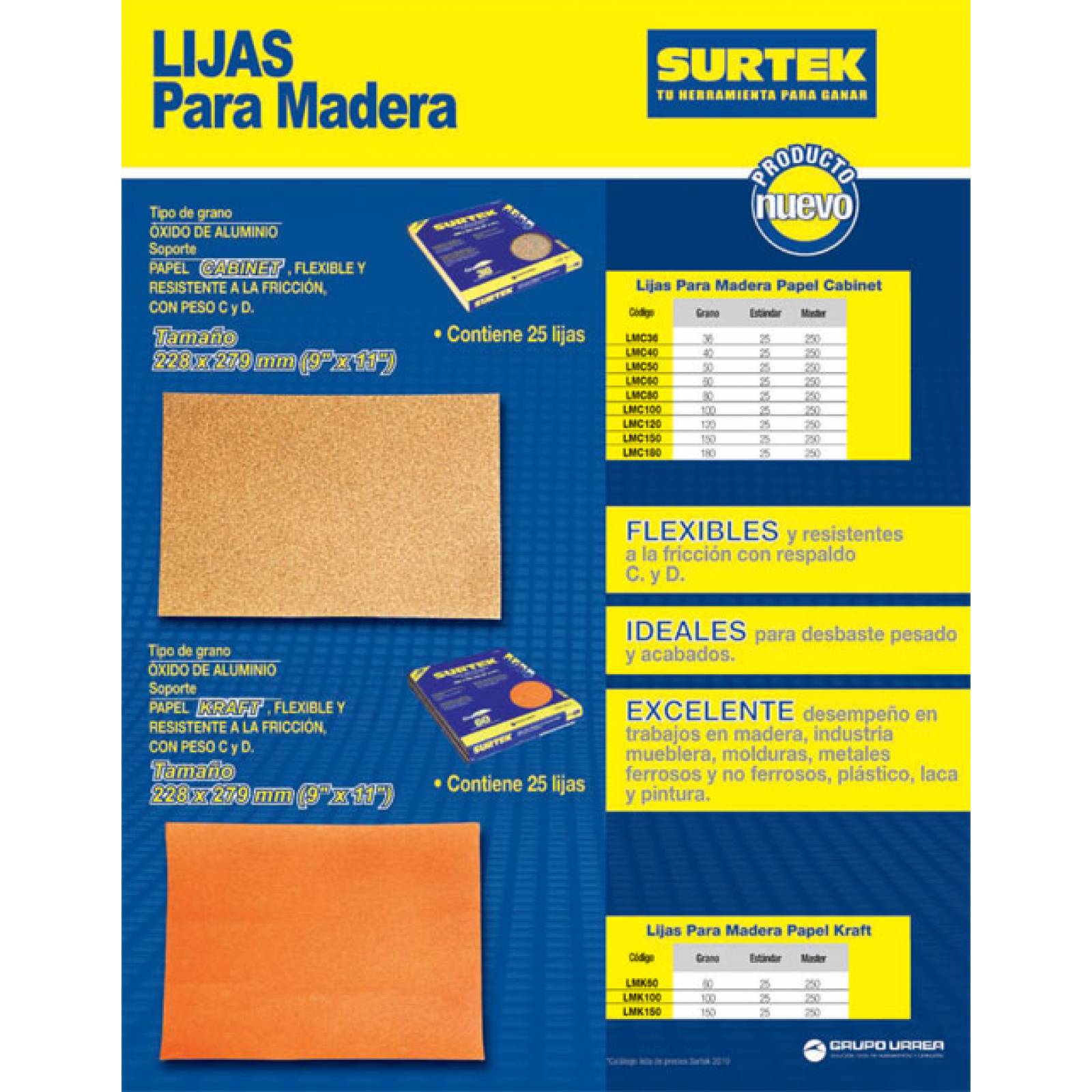 Lija Para Madera Papel Cabinet Grano 180 Lmc180 Surtek 