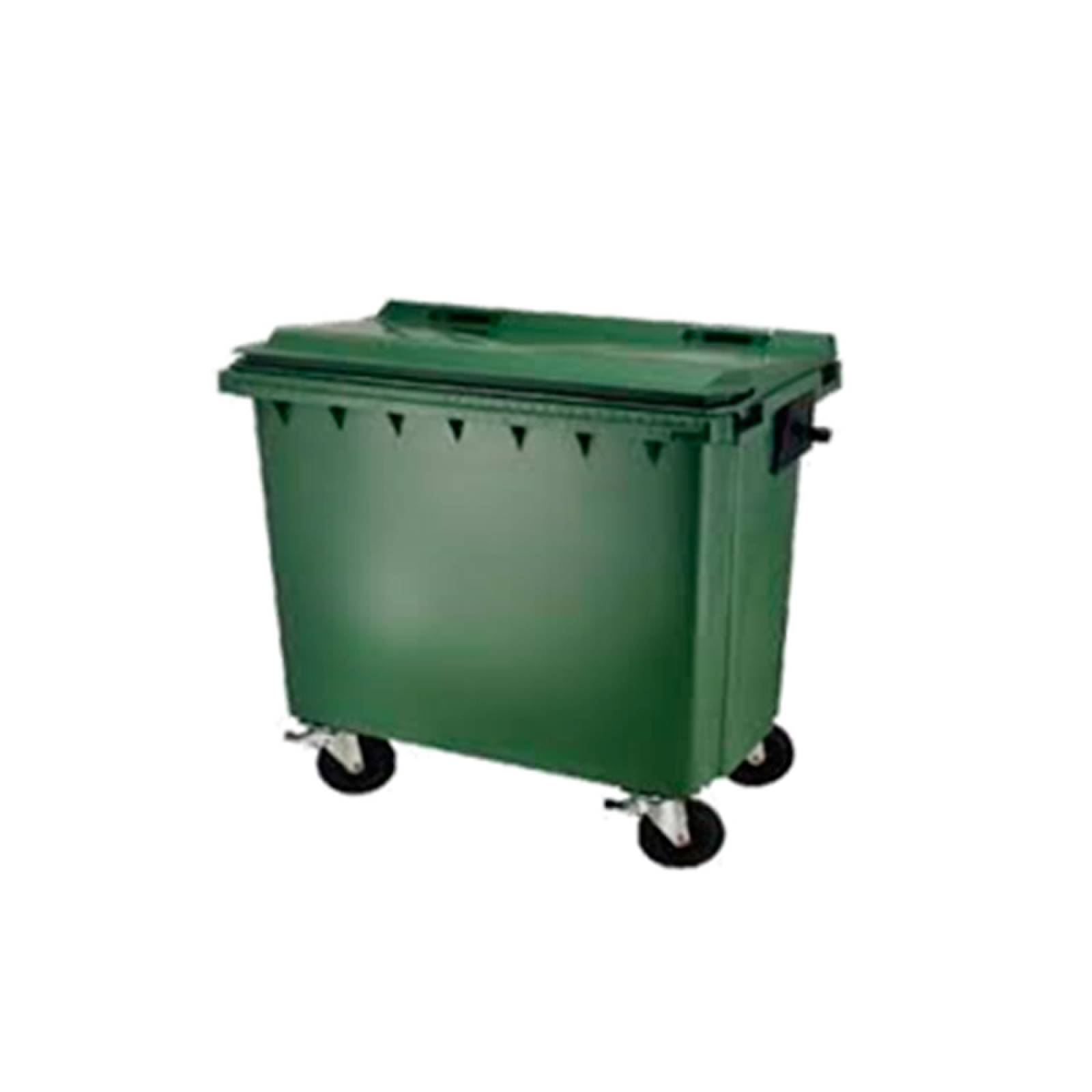 Contenedor Rectangular Para Basura 1100L C/Ruedas Tapa Verde