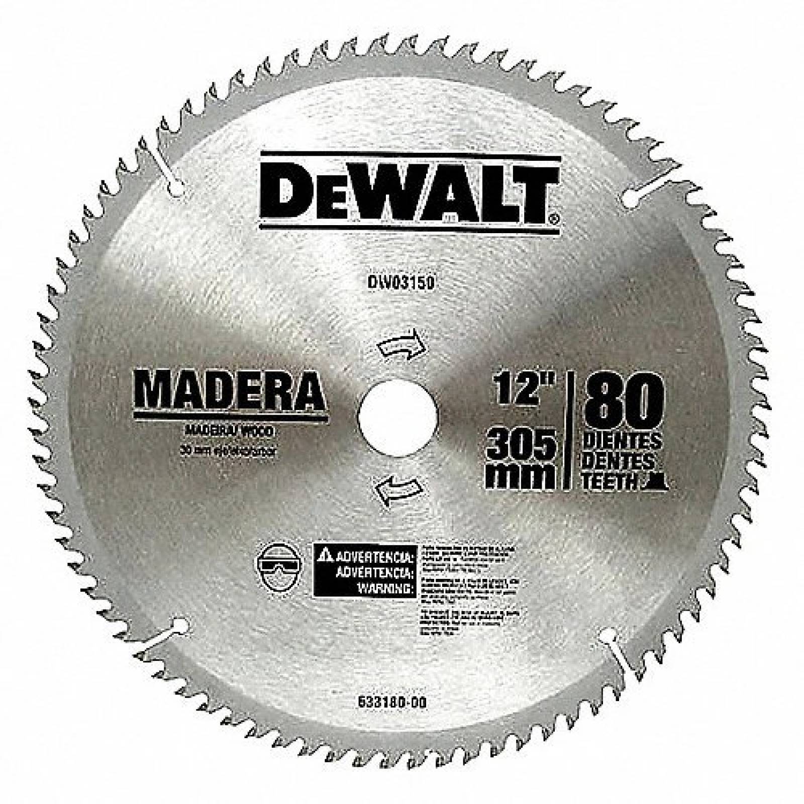 Disco Sierra Madera 12 X 80 Dientes Flecha 30mm Dewalt 