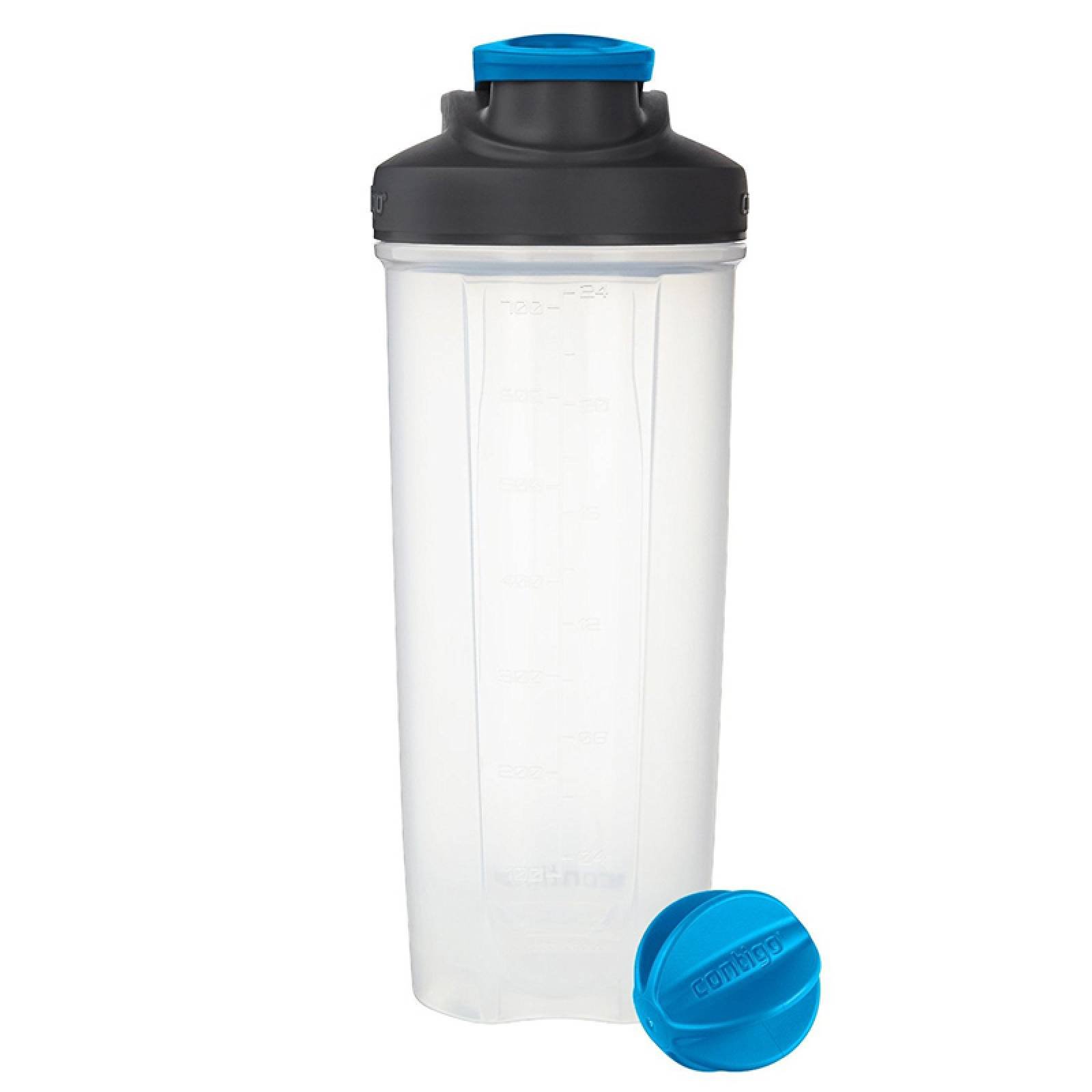 Botella Mezcladora Plastica 828 Ml Con Agitador Azul Contigo 