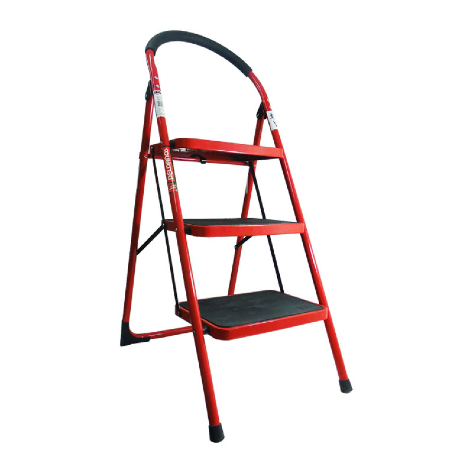 Escalera Practika 3 Escalones Acero Roja Peldaños Envio Grat 