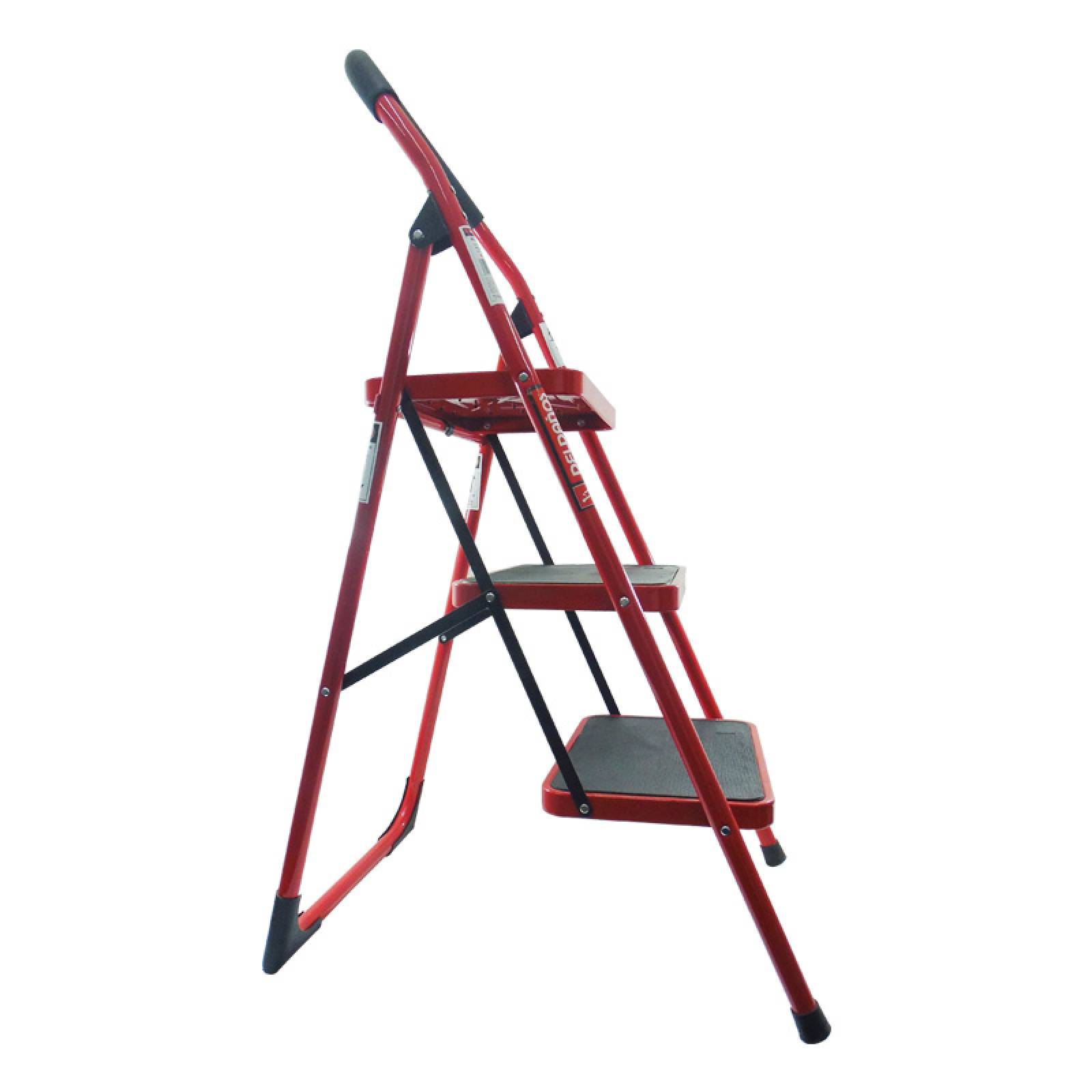 Escalera Practika 3 Escalones Acero Roja Peldaños Envio Grat 