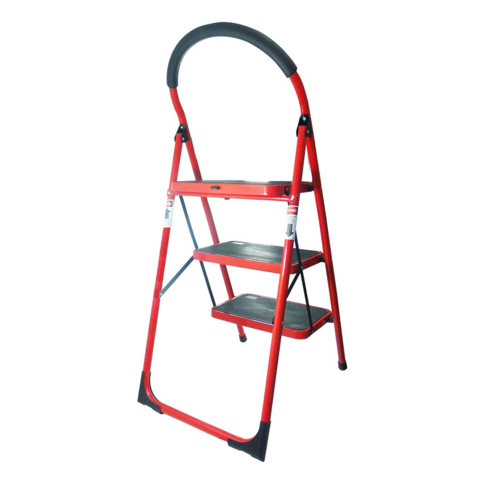 Escalera Practika 3 Escalones Acero Roja Peldaños Envio Grat 