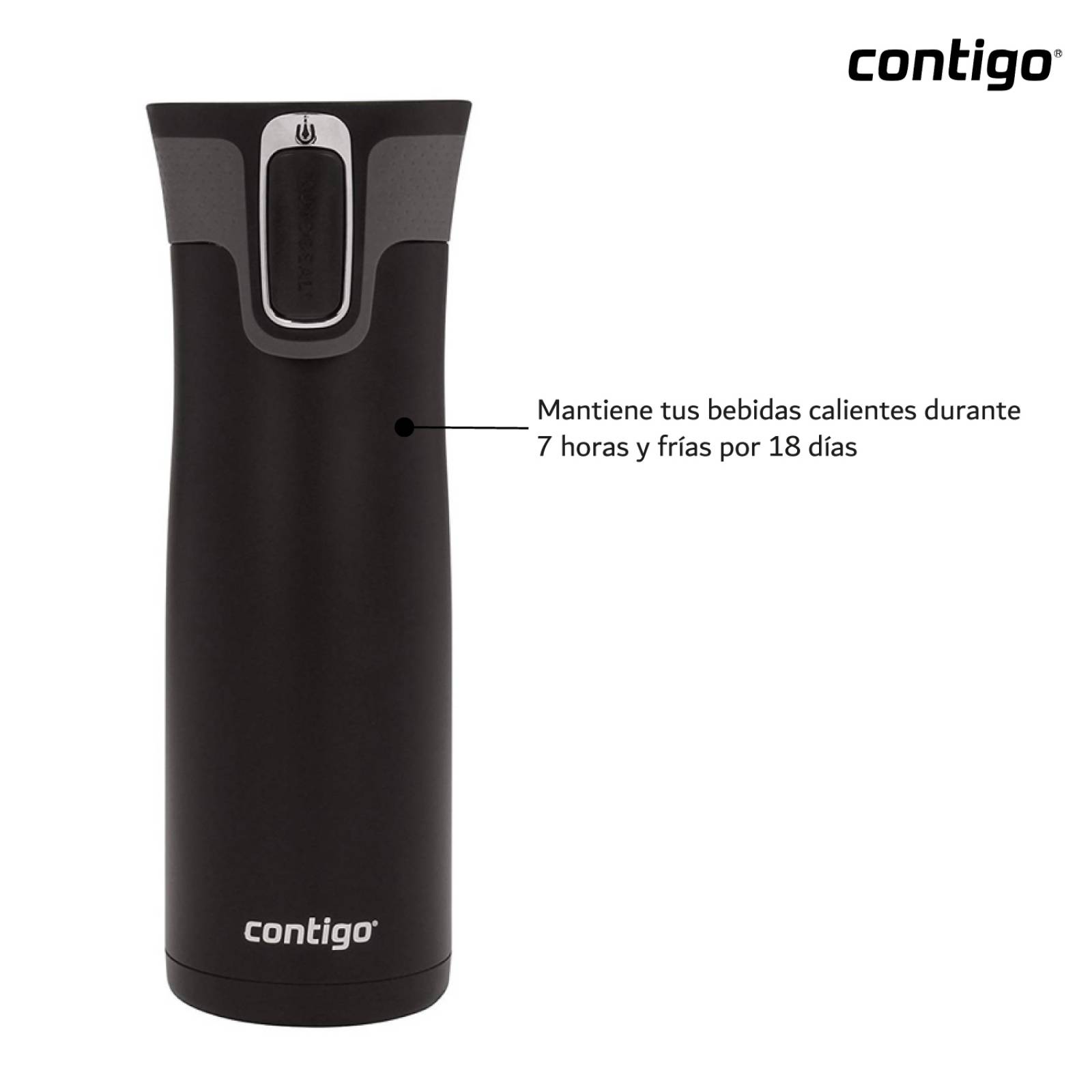 Termo Acero Inoxidable West Loop Autoseal 591 Ml Contigo Negro mate