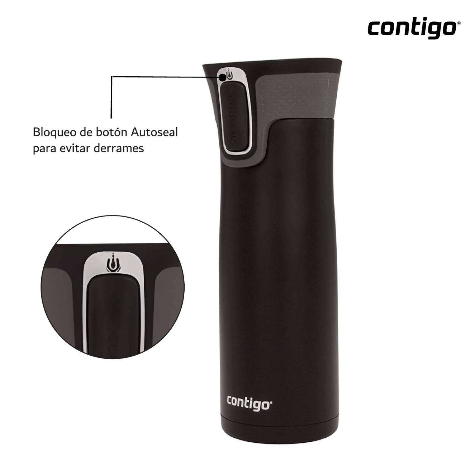 Termo Acero Inoxidable West Loop Autoseal 591 Ml Contigo Negro mate