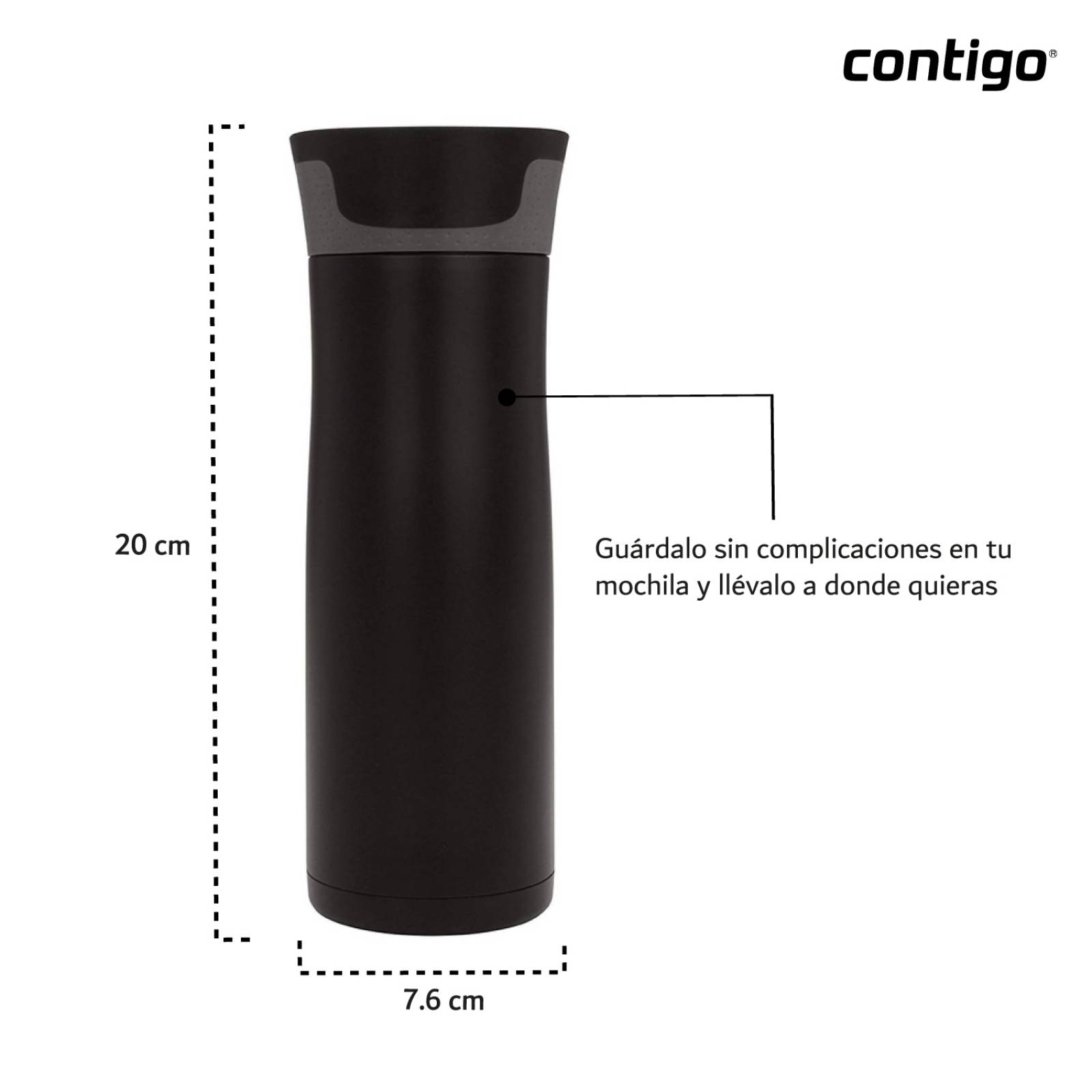 Termo Acero Inoxidable West Loop Autoseal 591 Ml Contigo Negro mate