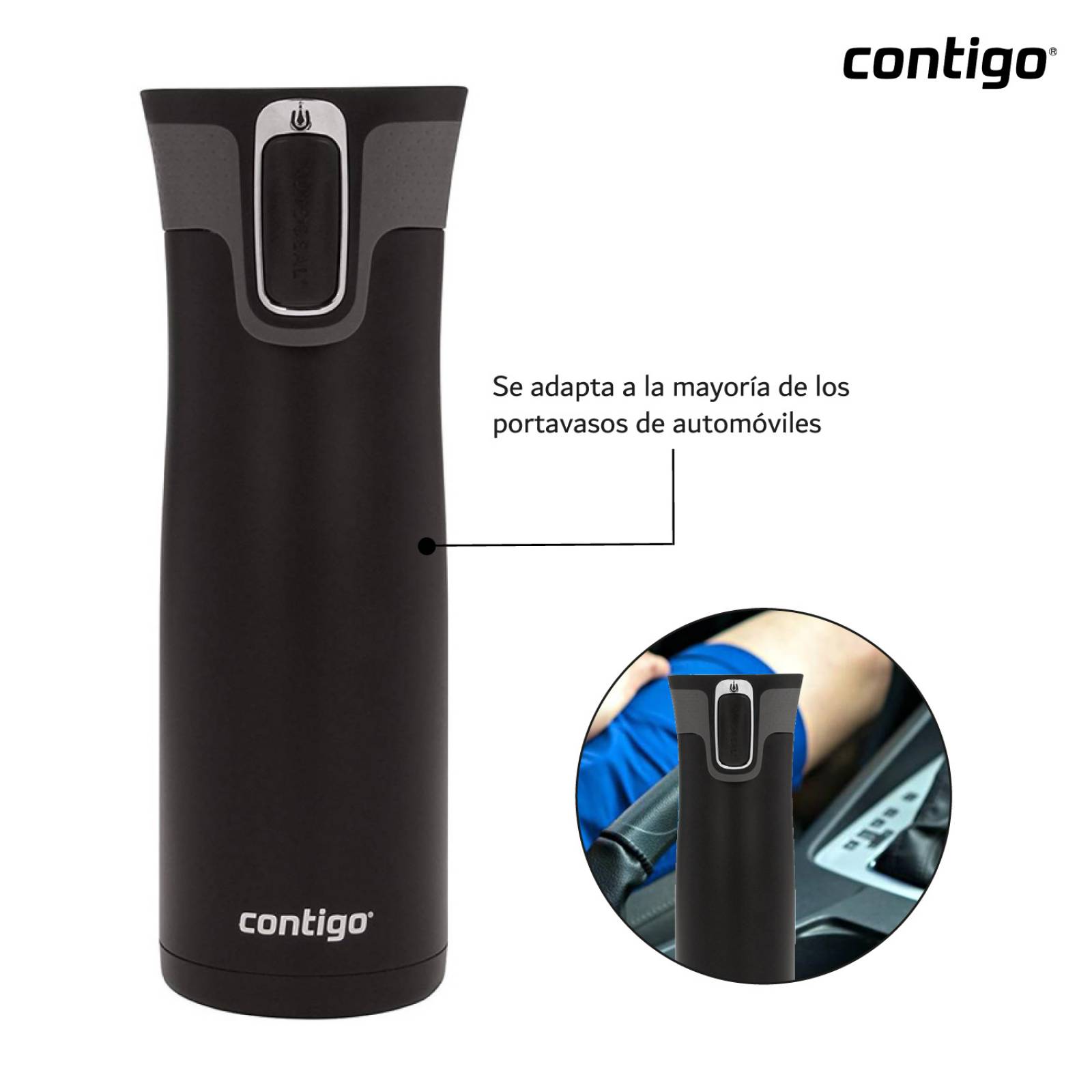 Termo Acero Inoxidable West Loop Autoseal 591 Ml Contigo Negro mate